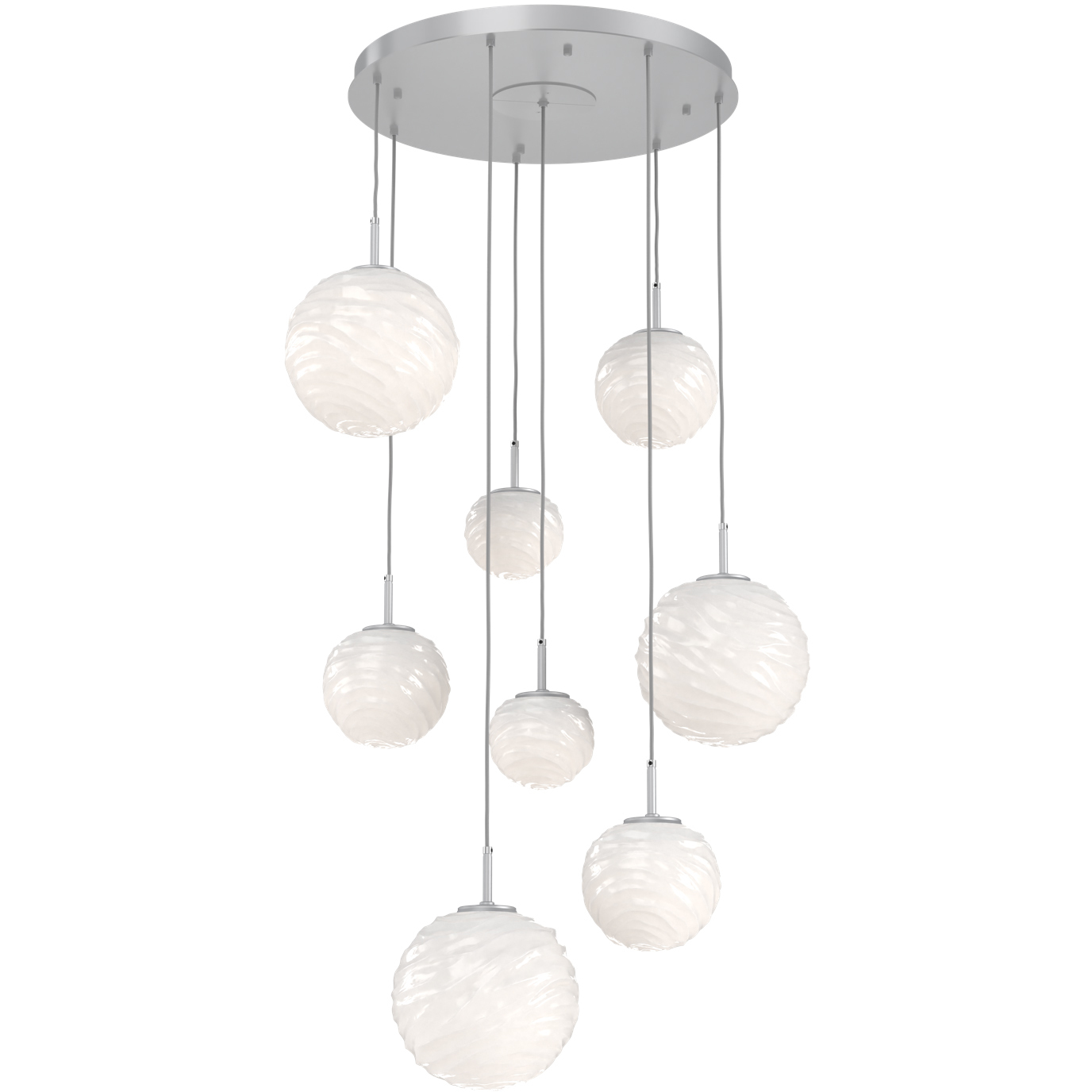 Gaia LED Classic Silver Multi-Pendant Ceiling Light in 3000K LED, Opal White