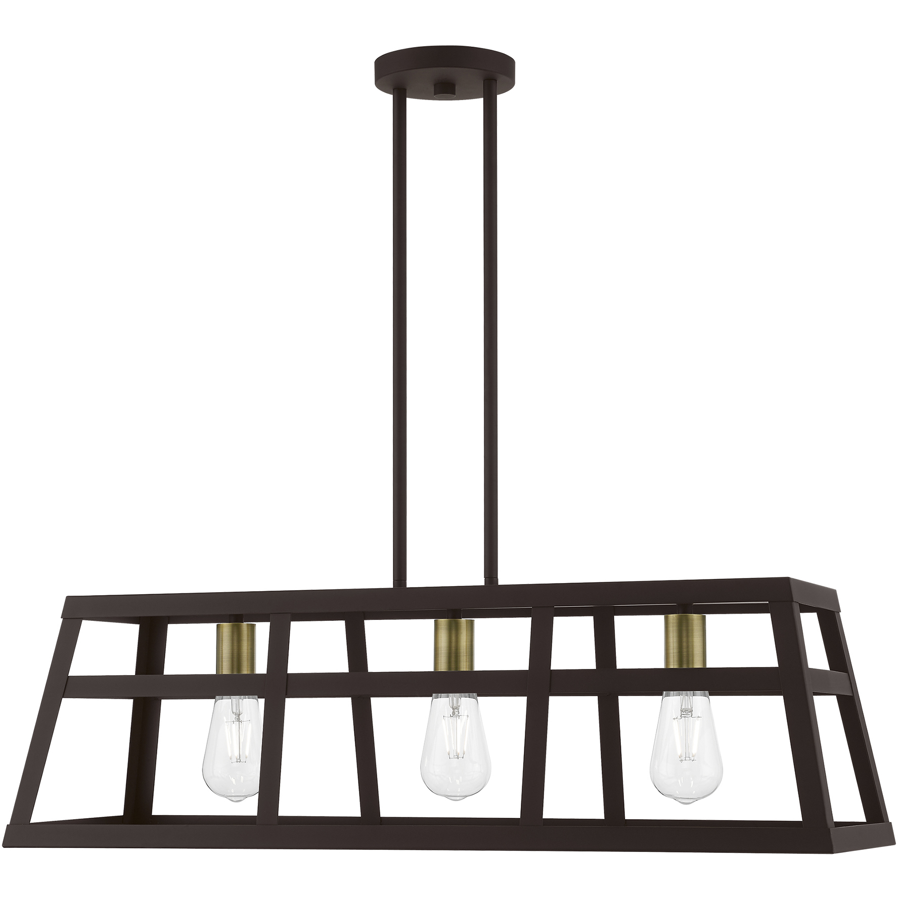 Schofield 3 Light 30 inch Bronze with Antique Brass Accents Linear Chandelier Ceiling Light