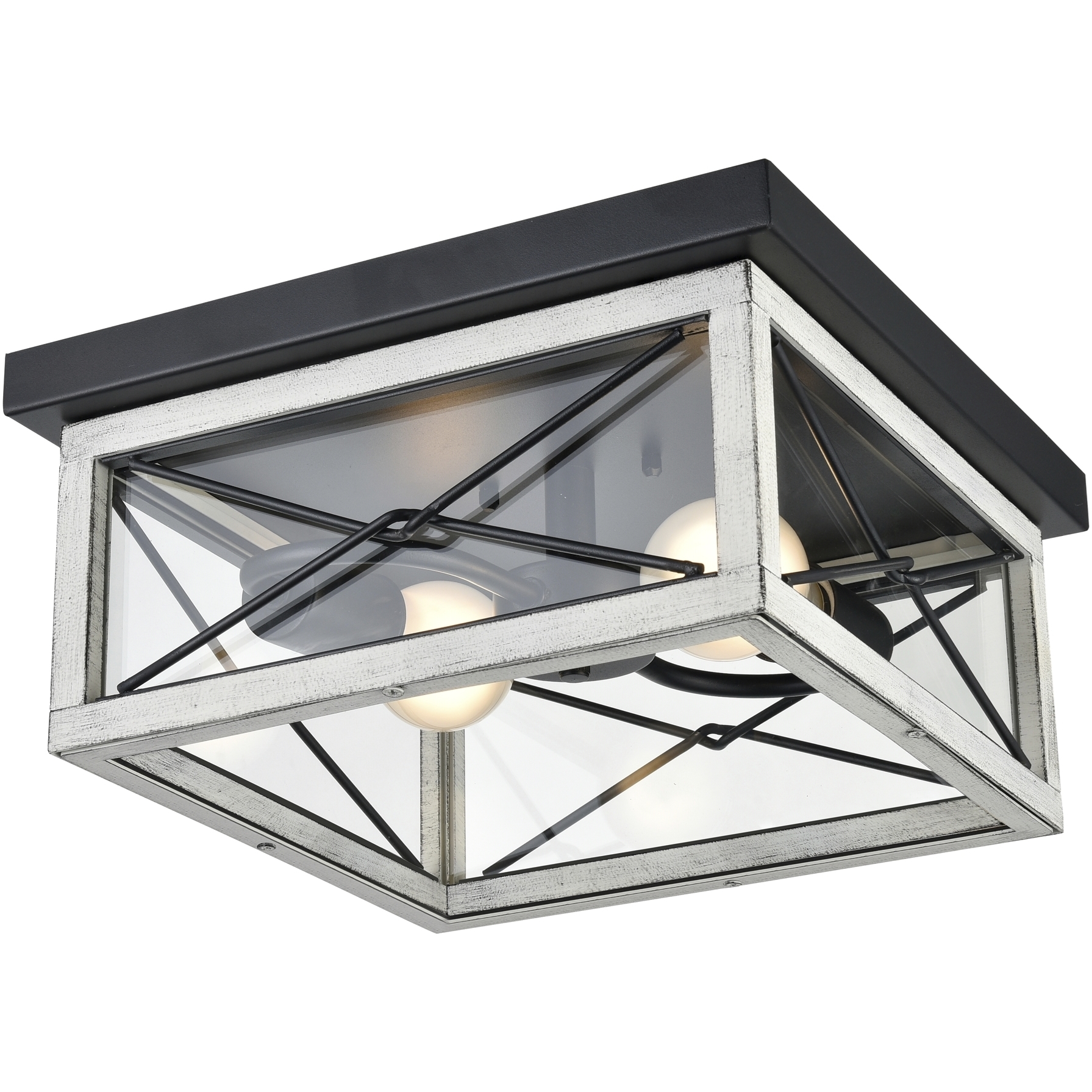 County Fair 2 Light 12.25 inch Black and Birchwood on Metal Outdoor Flush Mount