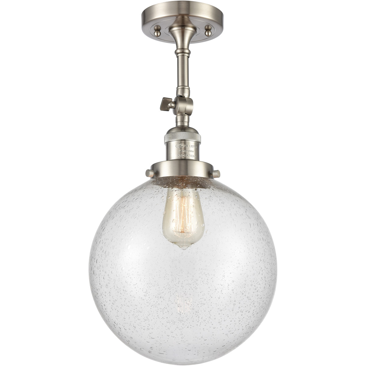 Franklin Restoration X-Large Beacon 1 Light 10 inch Brushed Satin Nickel Semi-Flush Mount Ceiling Light in Seedy Glass, Franklin Restoration