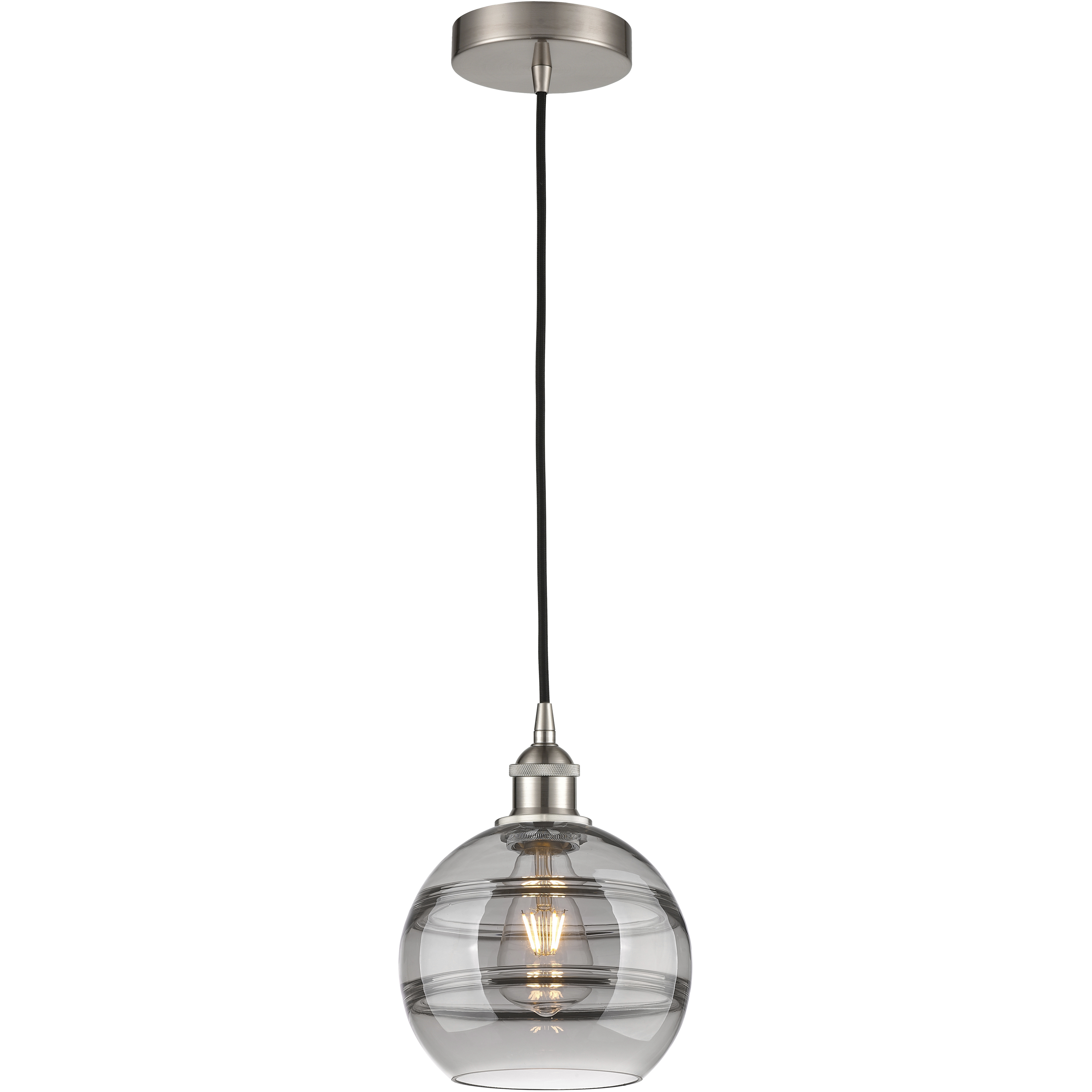 Edison Rochester 1 Light 8 inch Brushed Satin Nickel Cord Hung Mini Pendant Ceiling Light