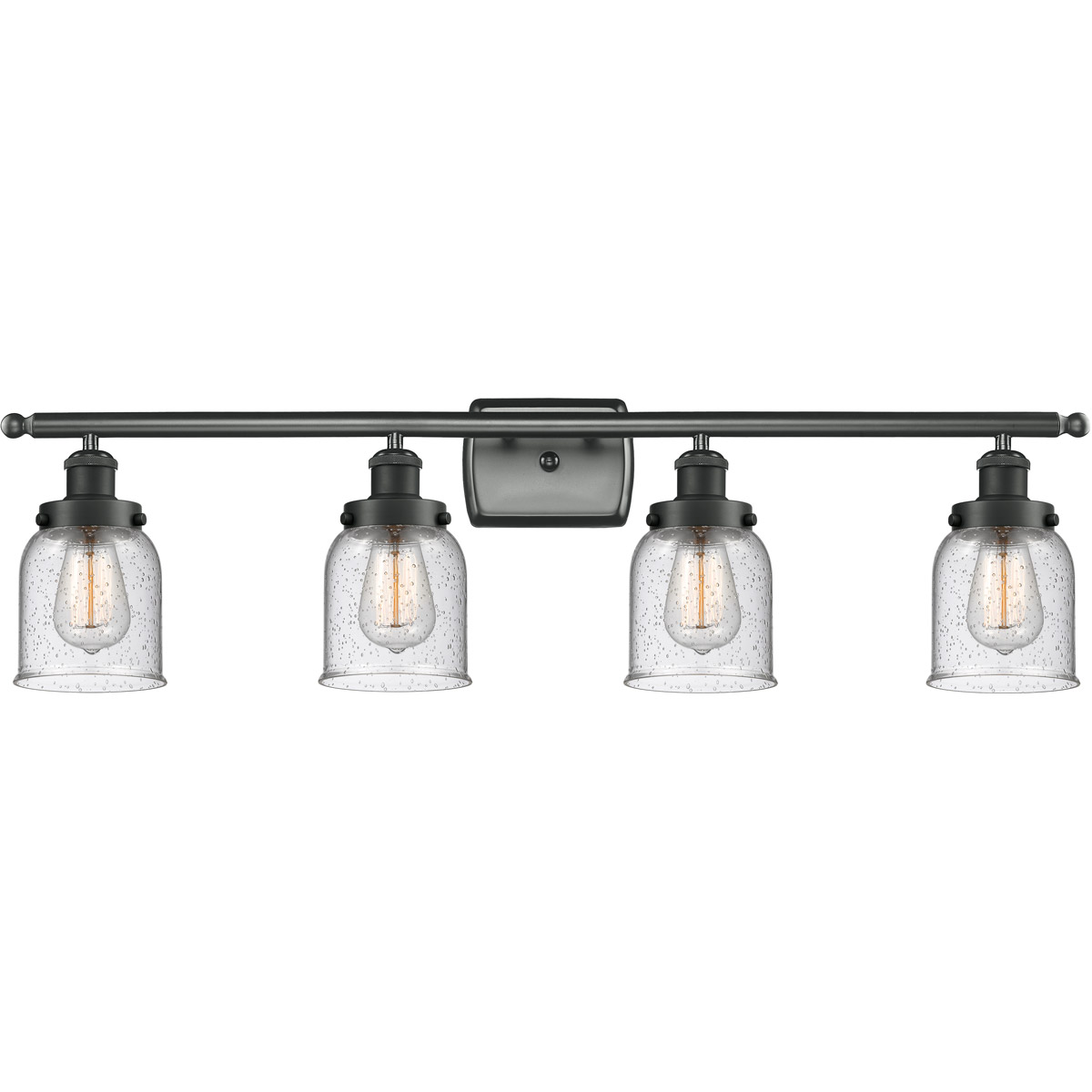 Ballston Small Bell LED 36 inch Matte Black Bath Vanity Light Wall Light in Seedy Glass, Ballston