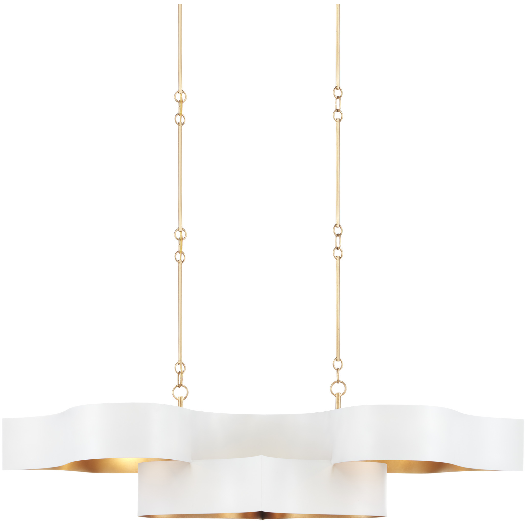 Grand Lotus 6 Light 50.5 inch Sugar White and Contemporary Gold Leaf Chandelier Ceiling Light