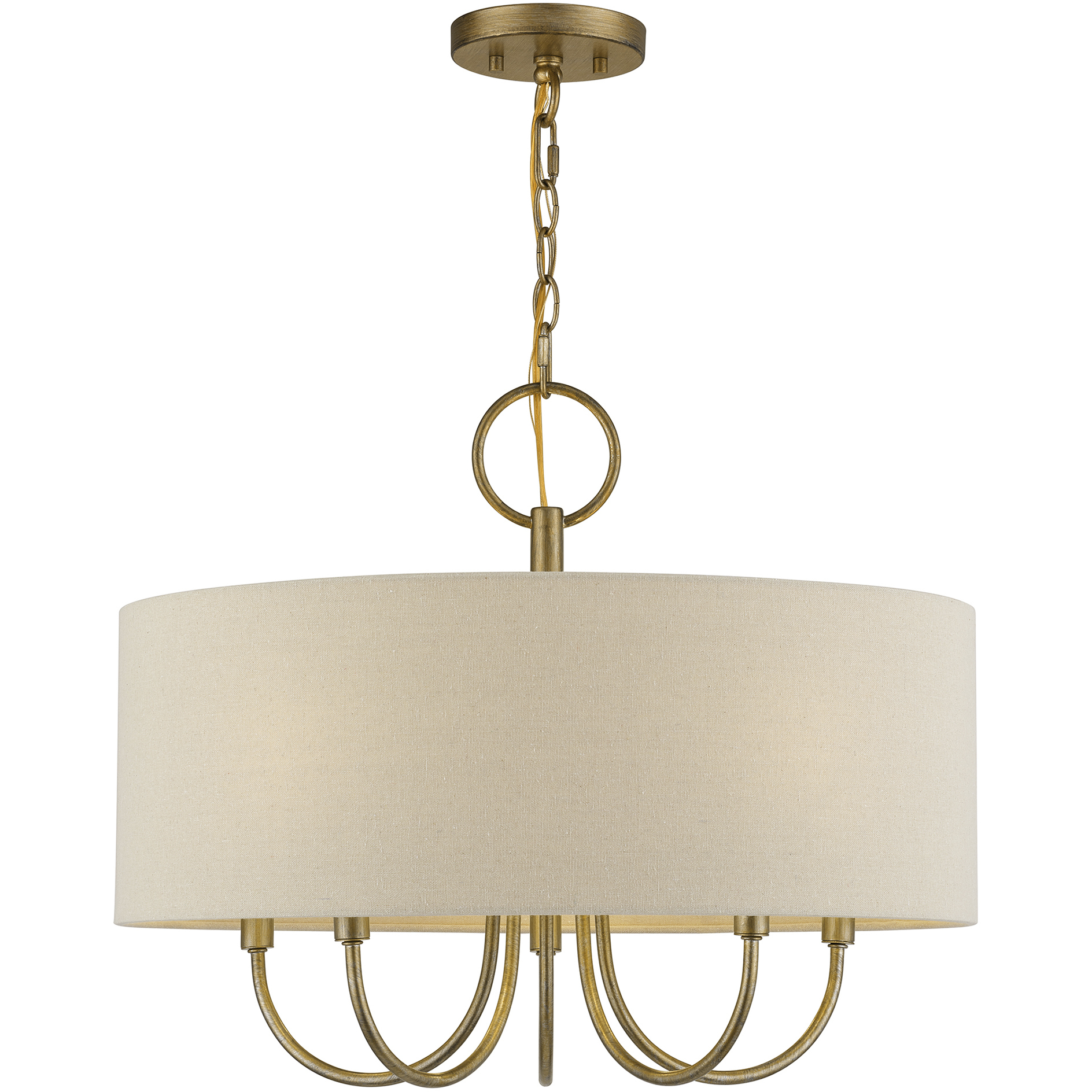 Bellingham 5 Light 22 inch Antique Gold Leaf Pendant Chandelier Ceiling Light