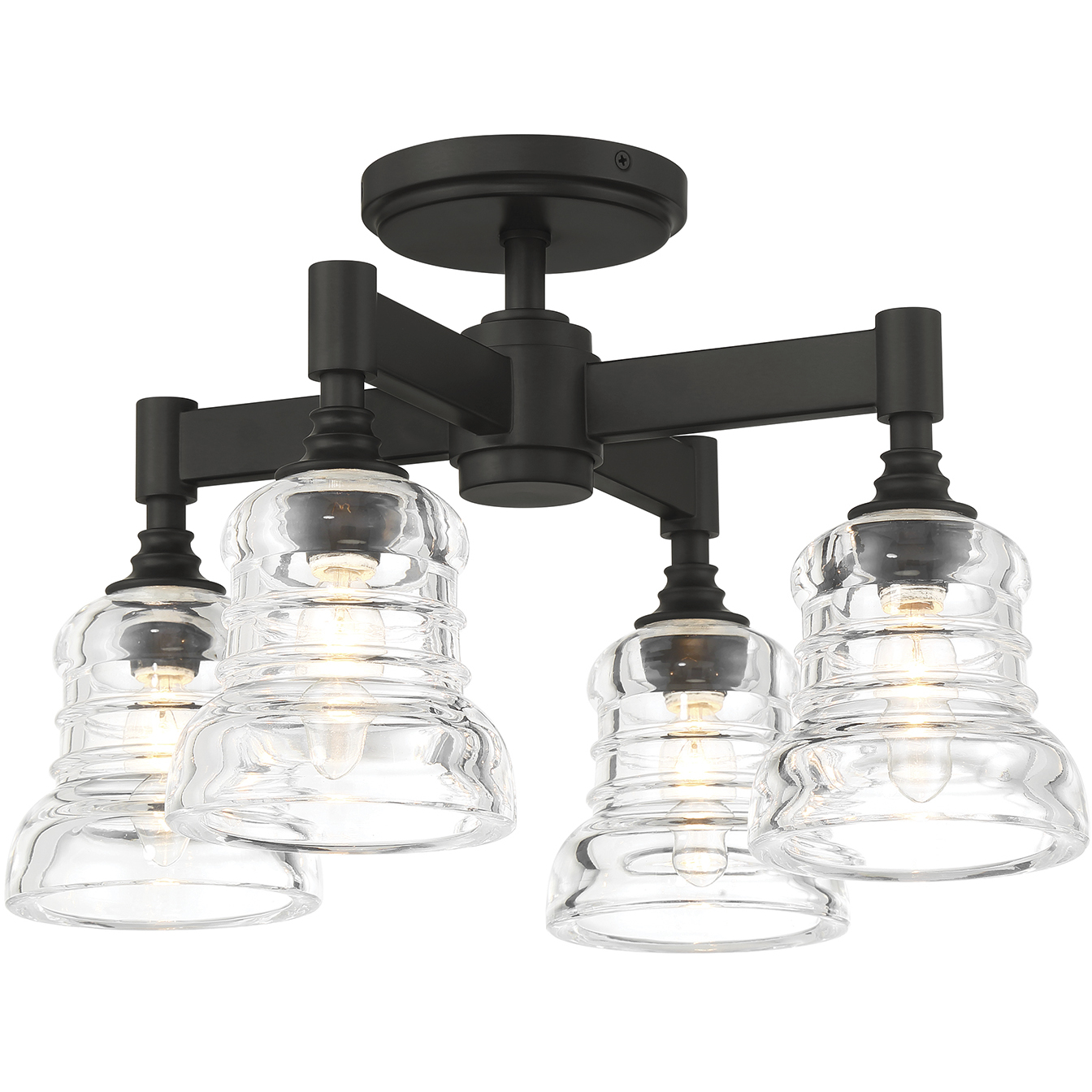 Gregory 4 Light 17.25 inch Matte Black Semi Flush Ceiling Light