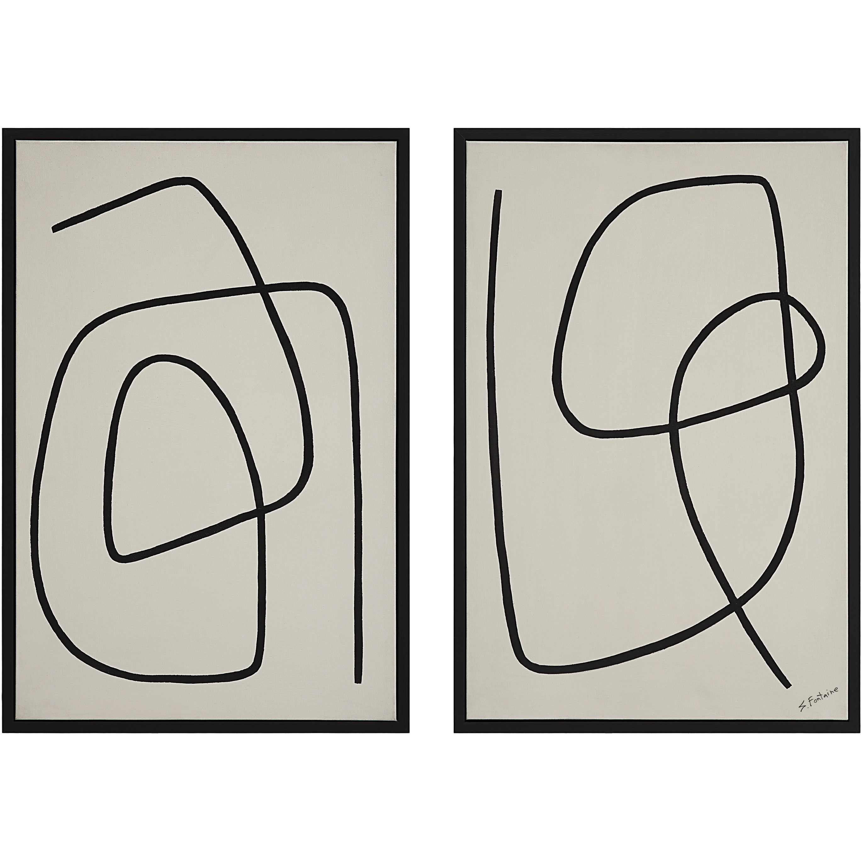 Moreau White/Black Canvas Art, 2 Piece