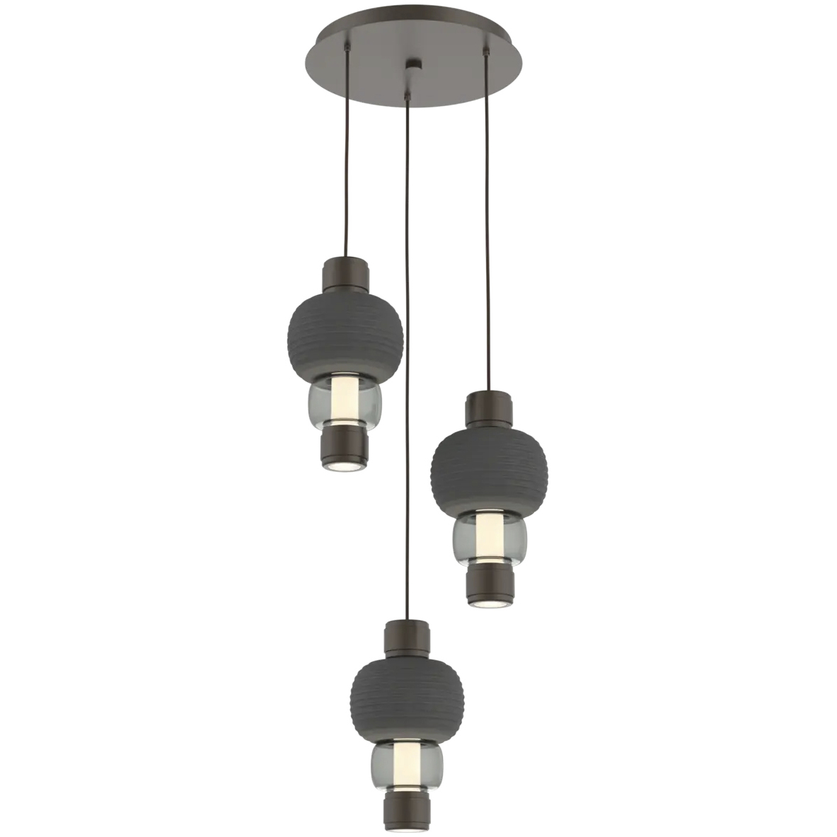 Torno Mandrel LED 20.5 inch Flat Bronze with Charcoal Multi-Pendant Ceiling Light