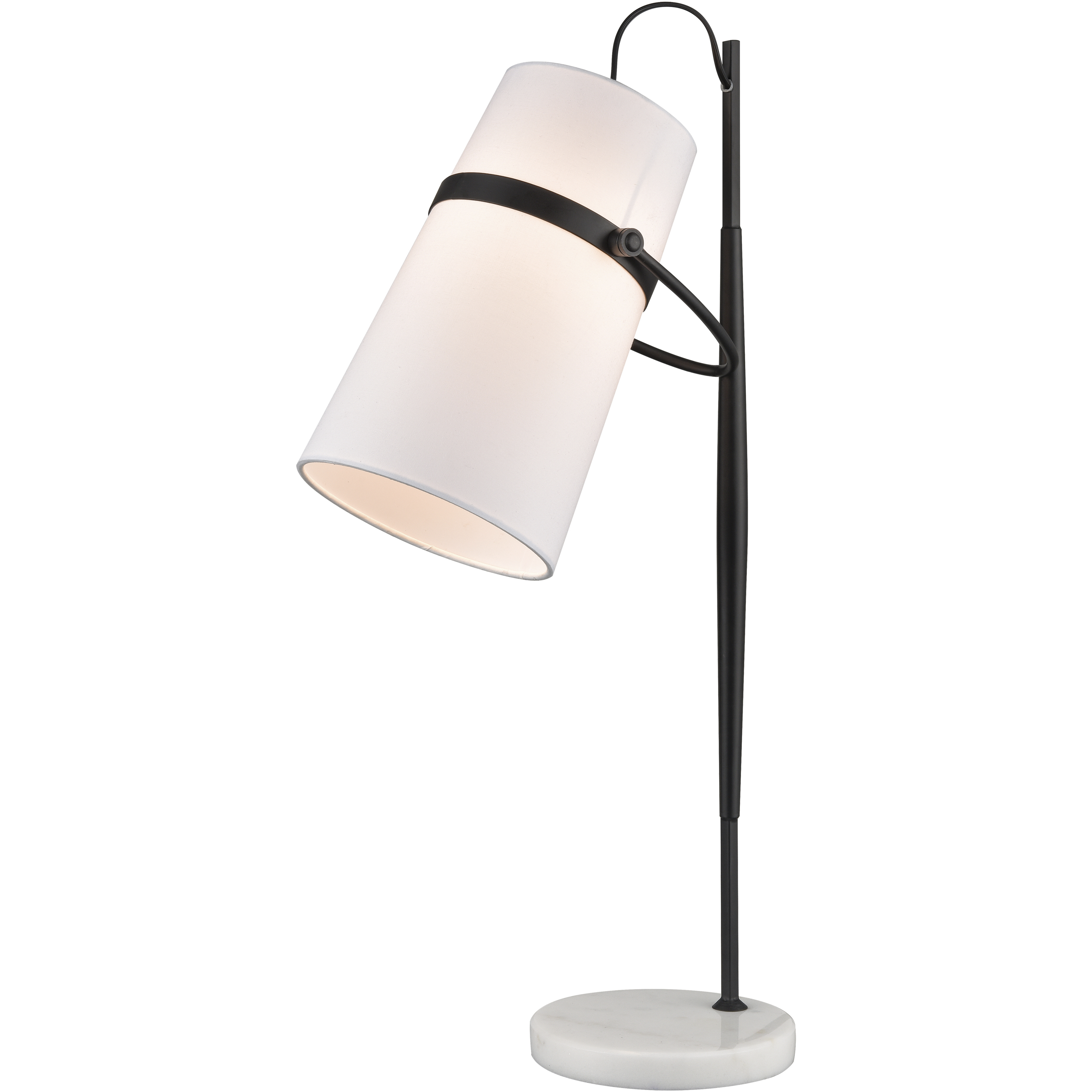 Banded Shade 28 inch 60 watt Matte Black Desk Lamp Portable Light