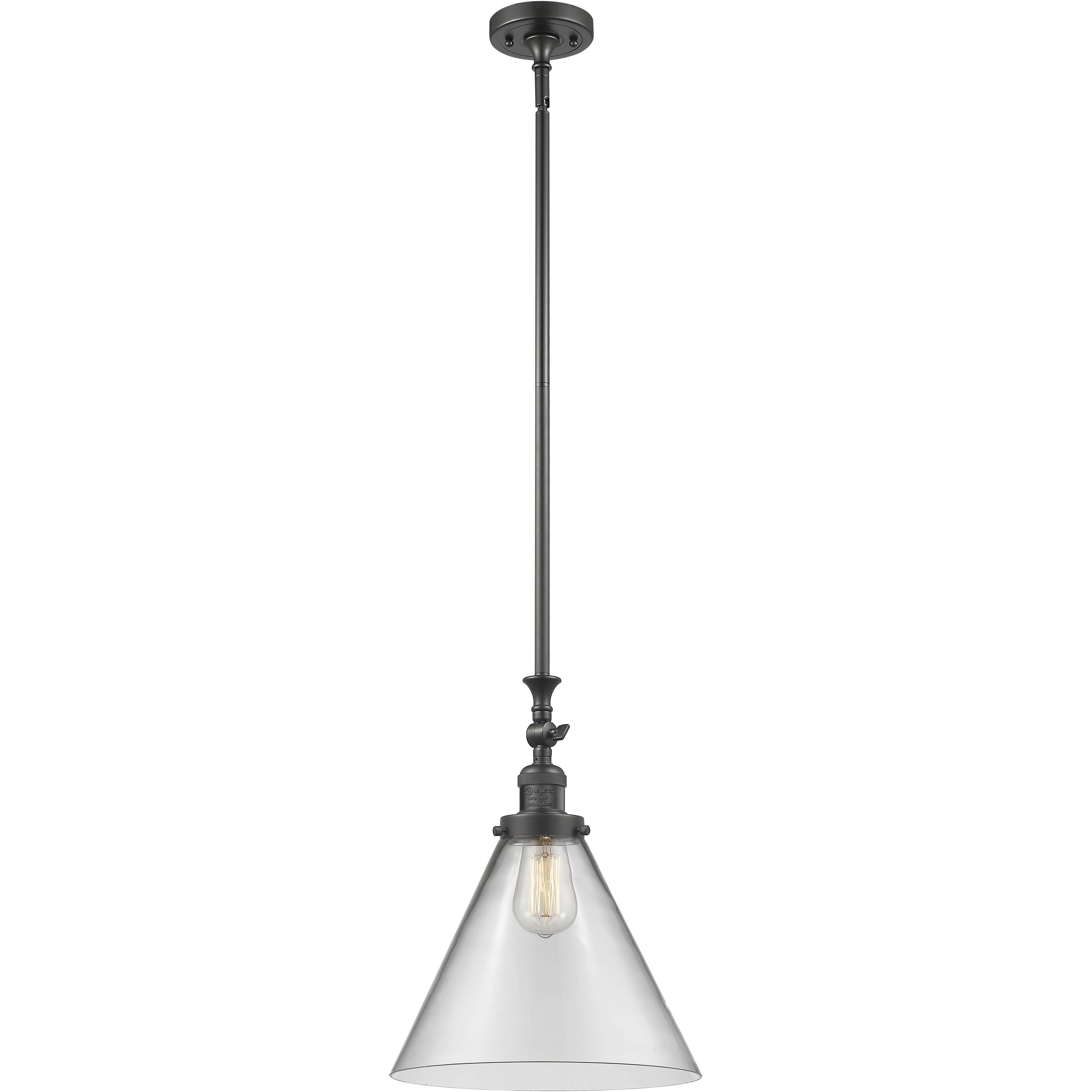 Franklin Restoration Cone LED 12 inch Oil Rubbed Bronze Mini Pendant Ceiling Light in Clear, Franklin Restoration