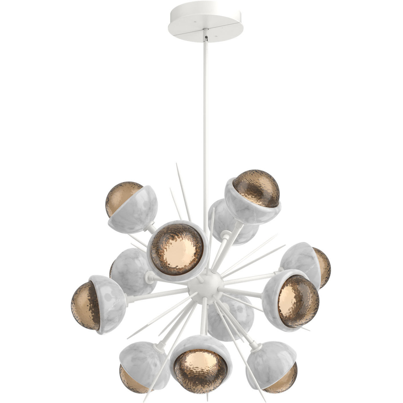 Cabochon LED 29 inch Salt White with White Marble Chandelier Ceiling Light in 3000K LED, Bronze, Startburst
