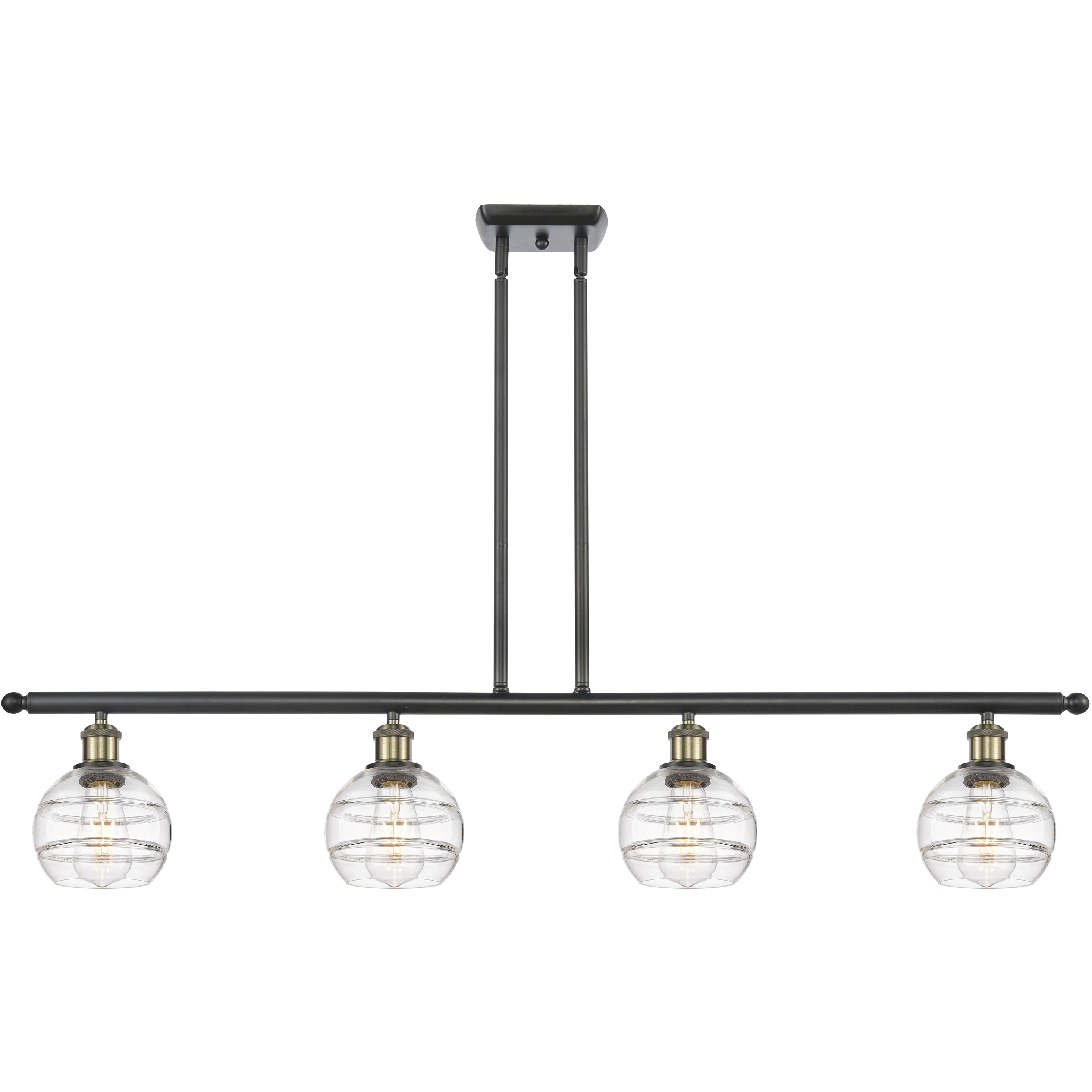 Ballston Rochester 4 Light 48 inch Black Antique Brass Stem Hung Island Light Ceiling Light