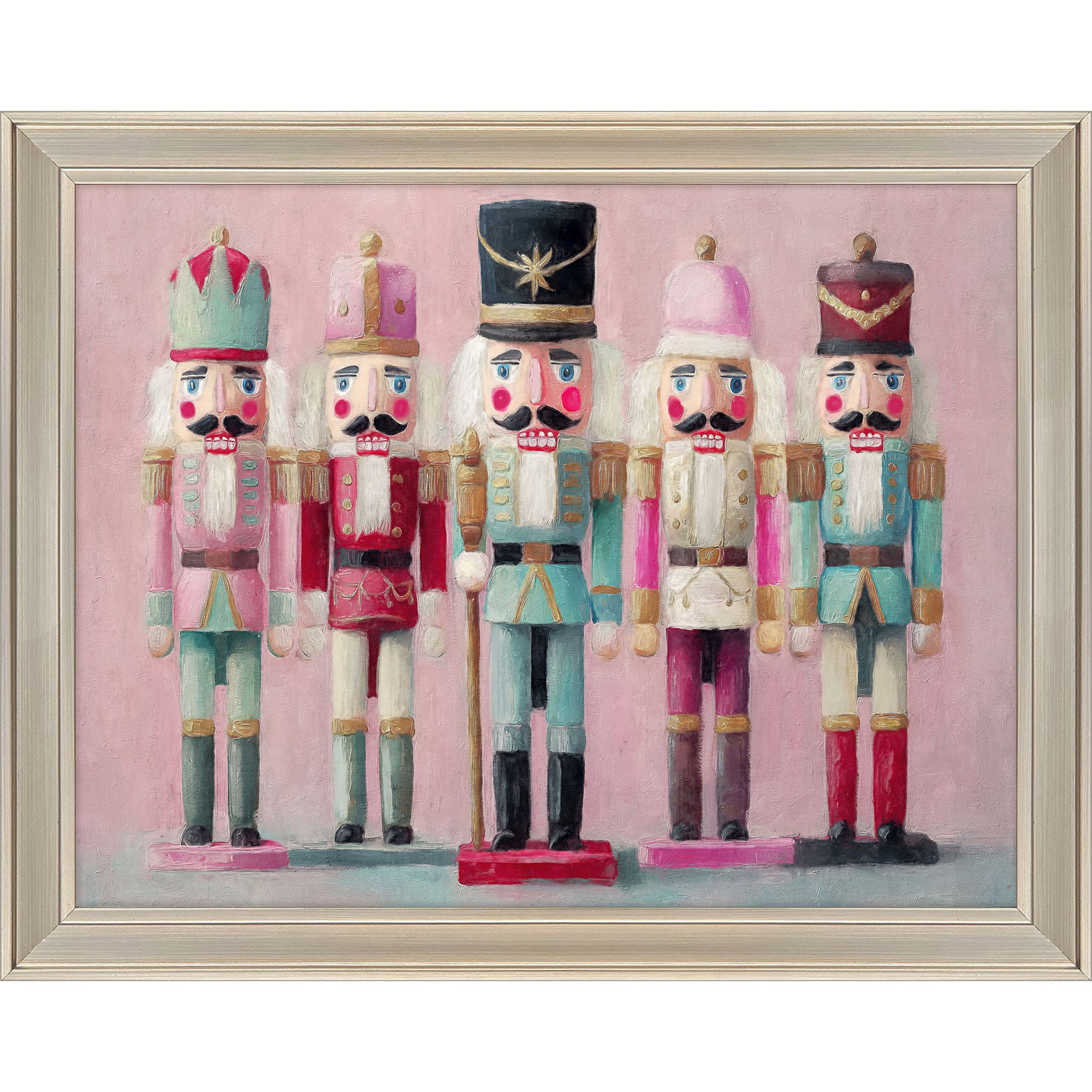 Pastel Nutcracker Family Pink and Multi and Black and Turquoise Framed Art, Propac