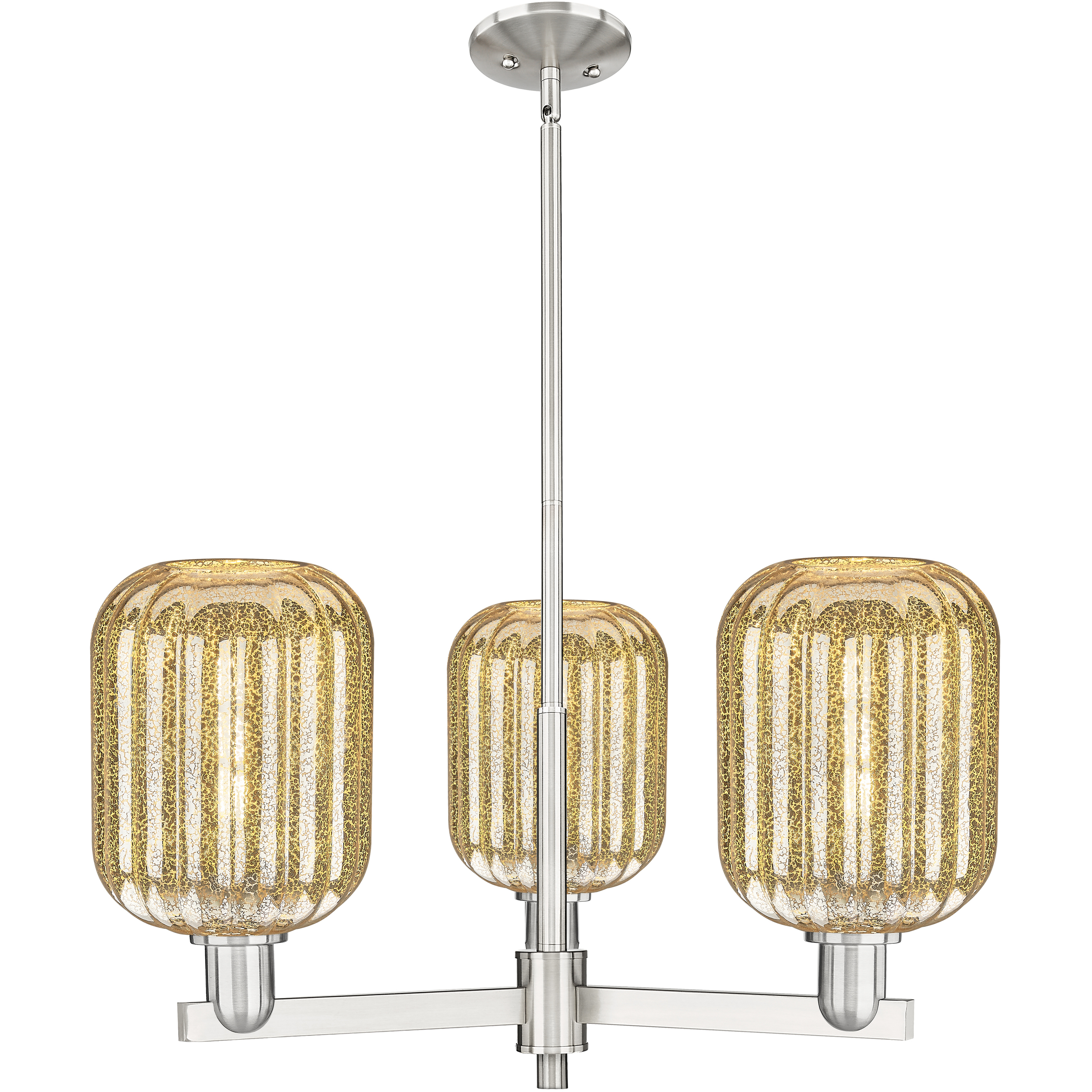 Preston 3 Light 17.63 inch Satin Nickel Chandelier Ceiling Light in Mercury Glass