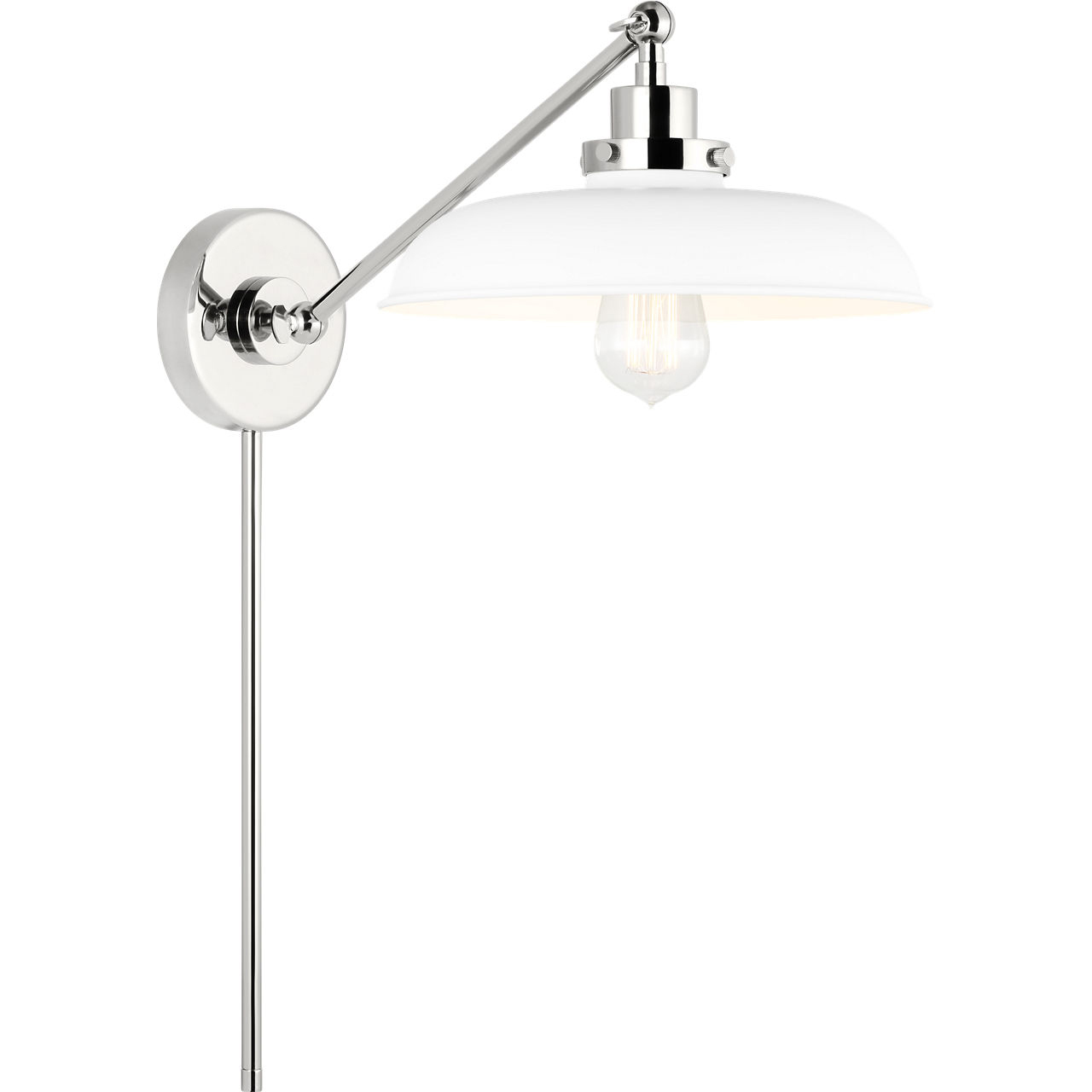 C&M by Chapman & Myers Wellfleet 17.75 inch 75 watt Matte White and Polished Nickel Task Sconce Wall Light in Matte White / Polished Nickel