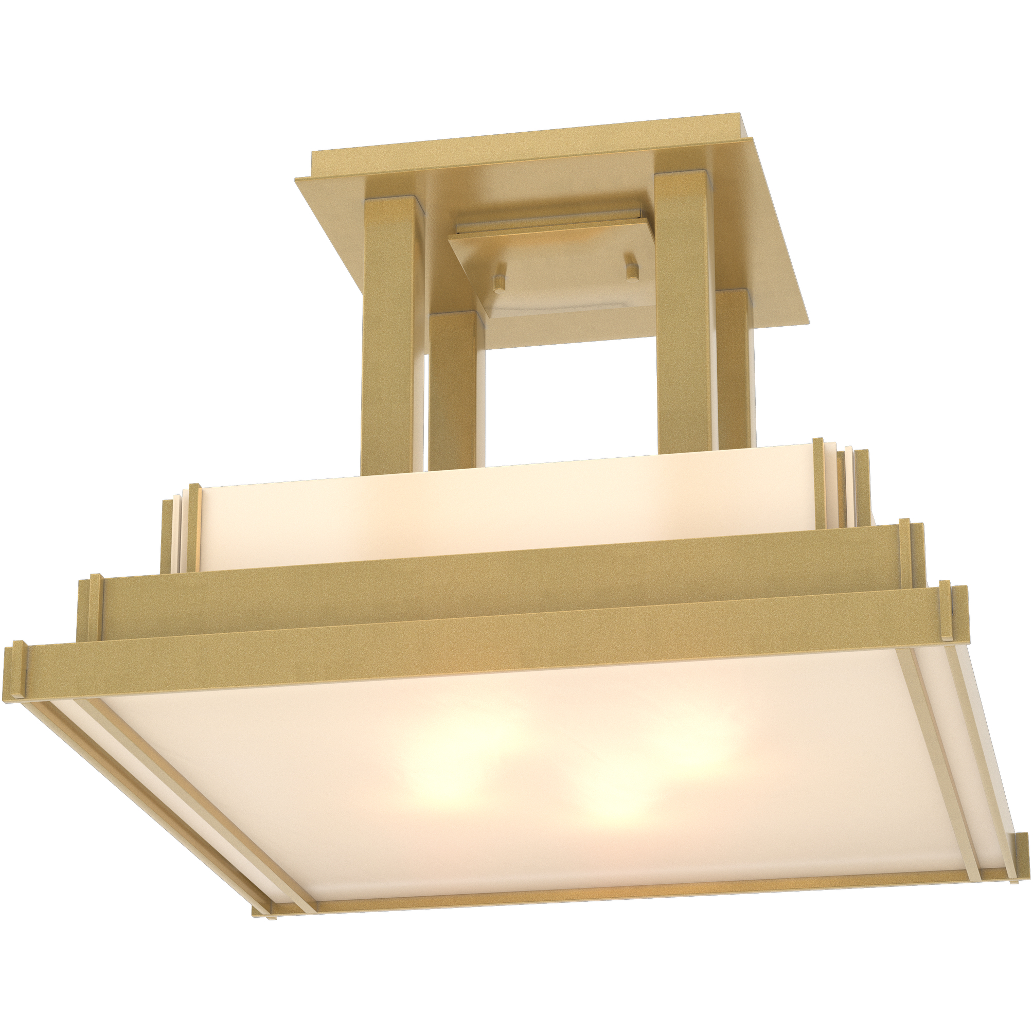 Steppe 4 Light 17.1 inch Modern Brass Semi-Flush Ceiling Light in White Art, Large