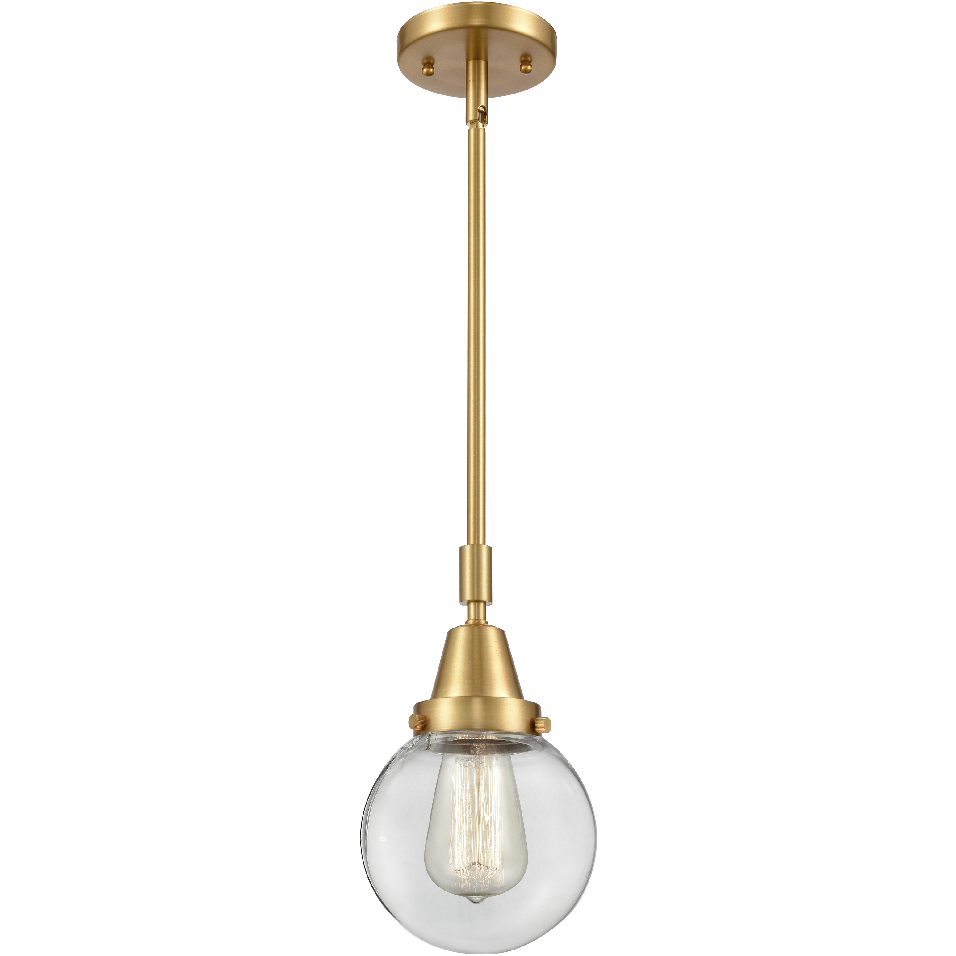 Beacon 1 Light 6 inch Satin Gold Mini Pendant Ceiling Light in Clear Glass