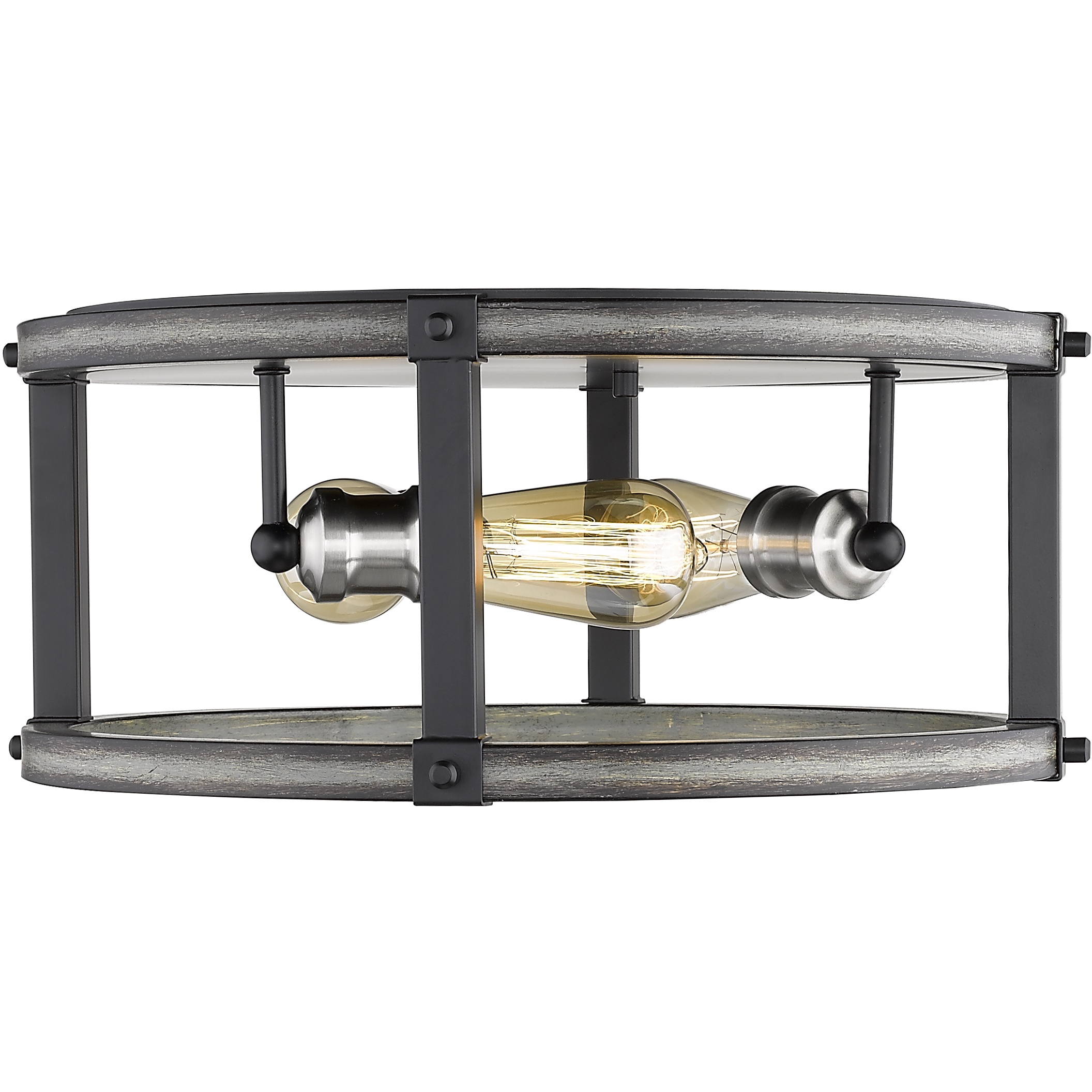 Kirkland 3 Light 16.25 inch Ashen Barnboard Flush Mount Ceiling Light