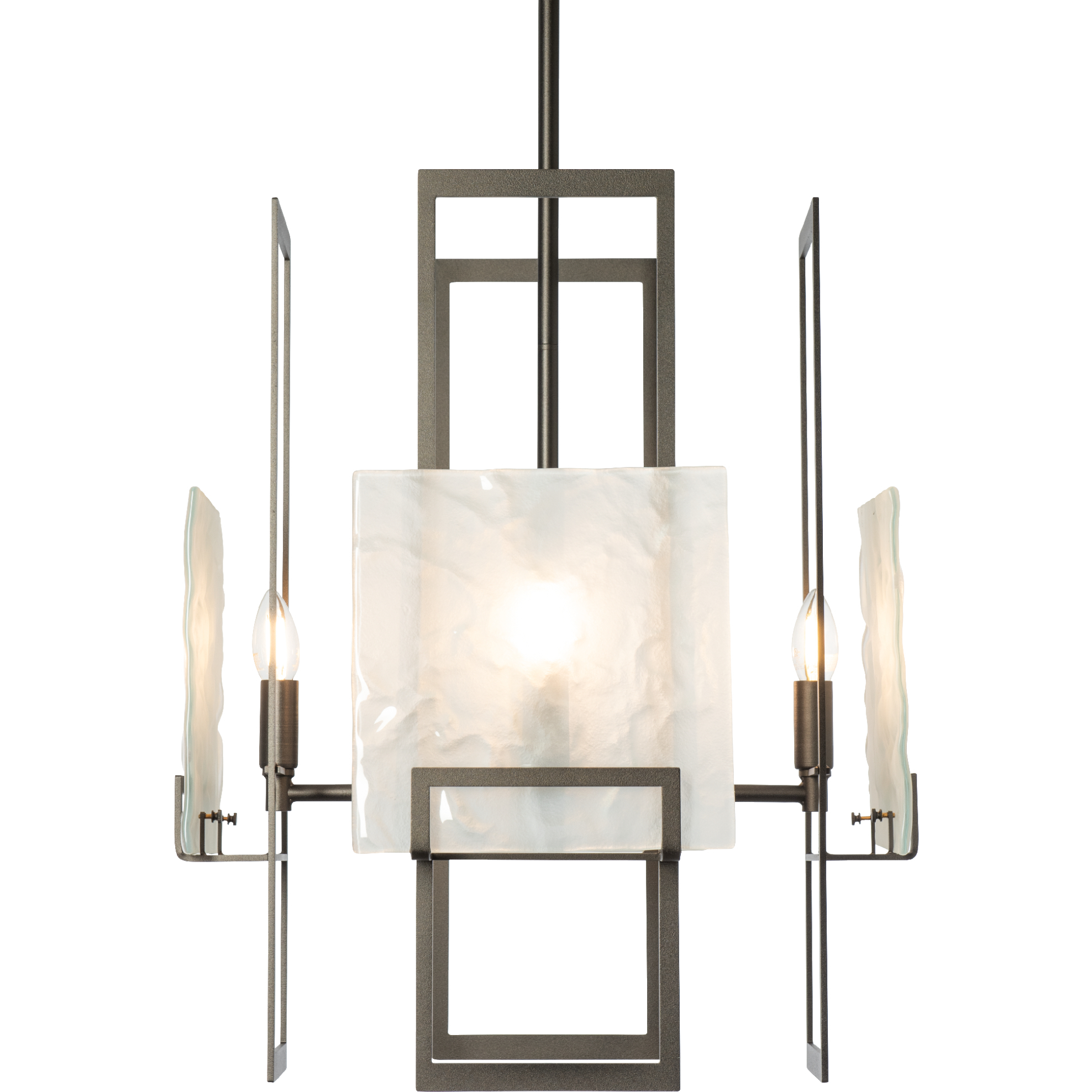 Geo 4 Light 20.9 inch White Pendant Ceiling Light in Clear