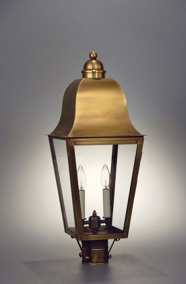 Imperial 2 Light 26 inch Dark Brass Post Lamp in Clear Seedy Glass