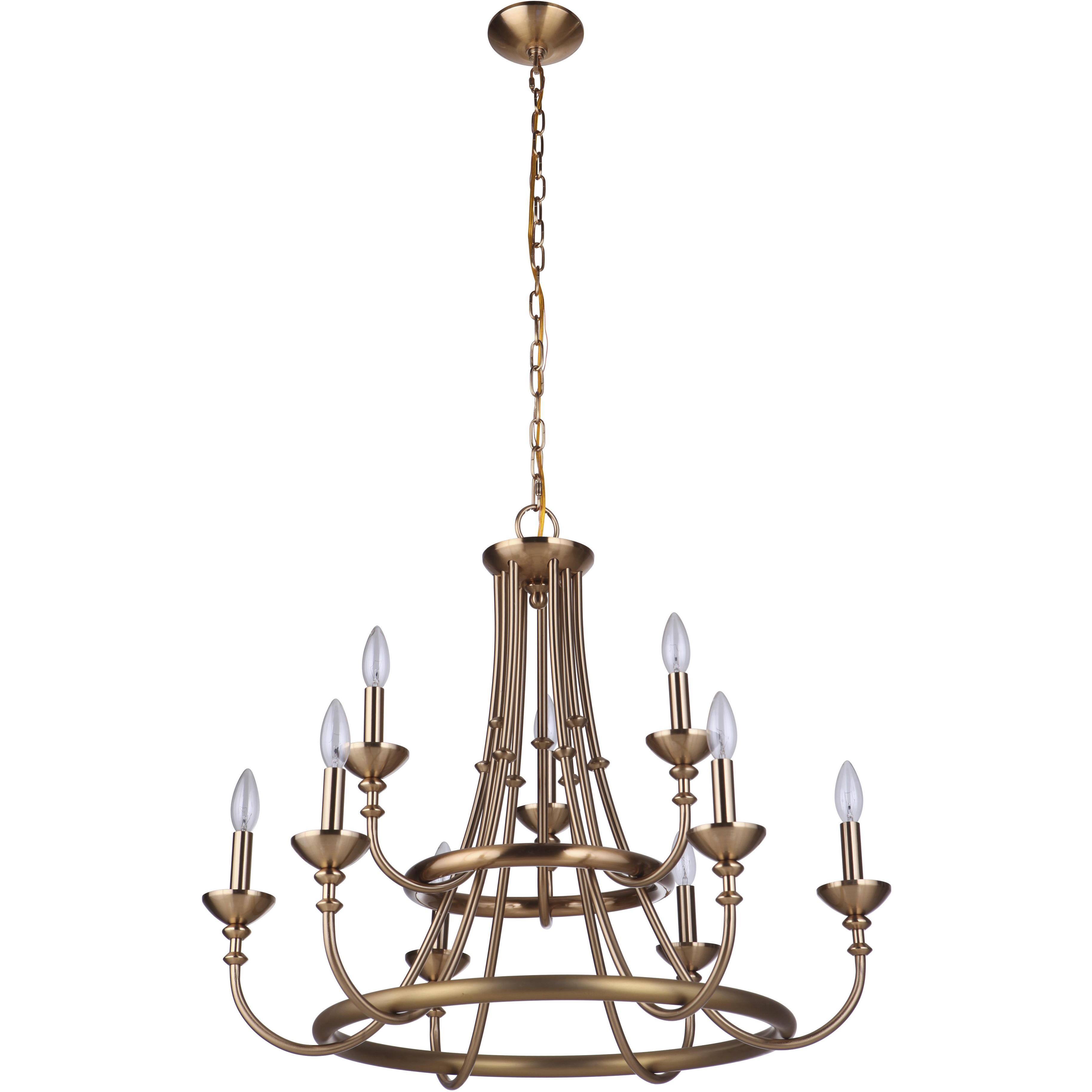 Marlowe 9 Light 29.88 inch Satin Brass Chandelier Ceiling Light