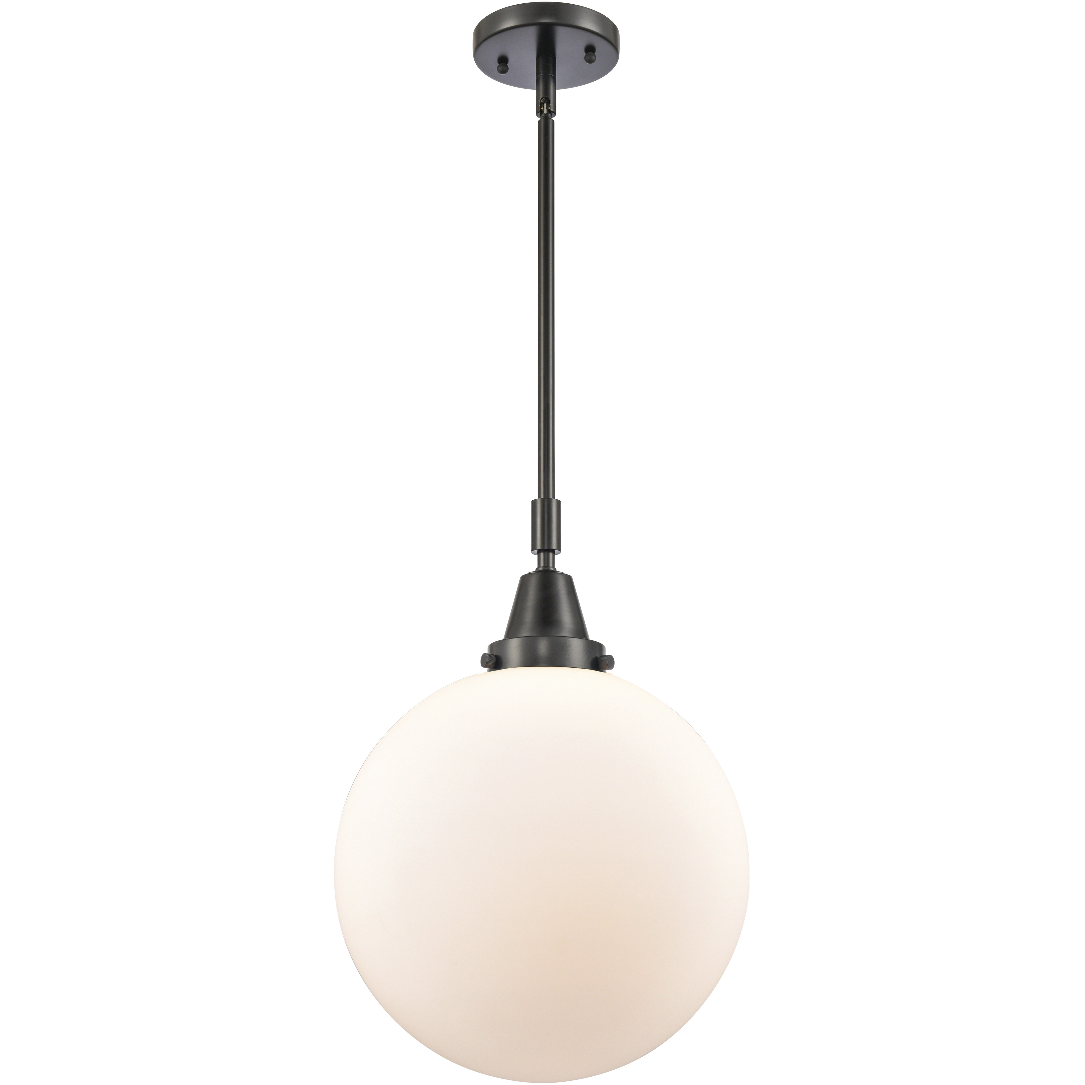 Beacon 1 Light 12 inch Matte Black Mini Pendant Ceiling Light in Matte White Glass