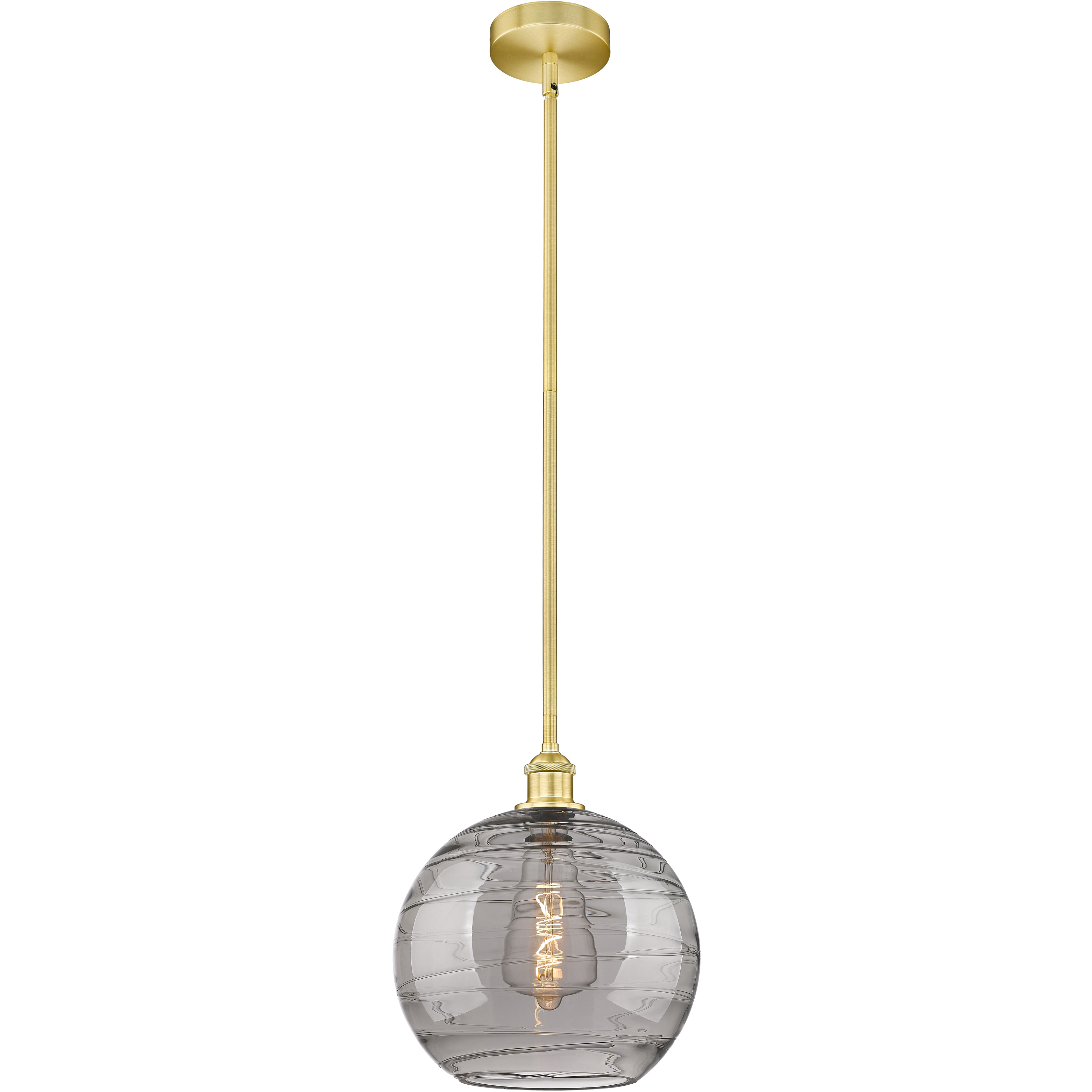 Edison Athens Deco Swirl 1 Light 12 inch Satin Gold Stem Hung Mini Pendant Ceiling Light