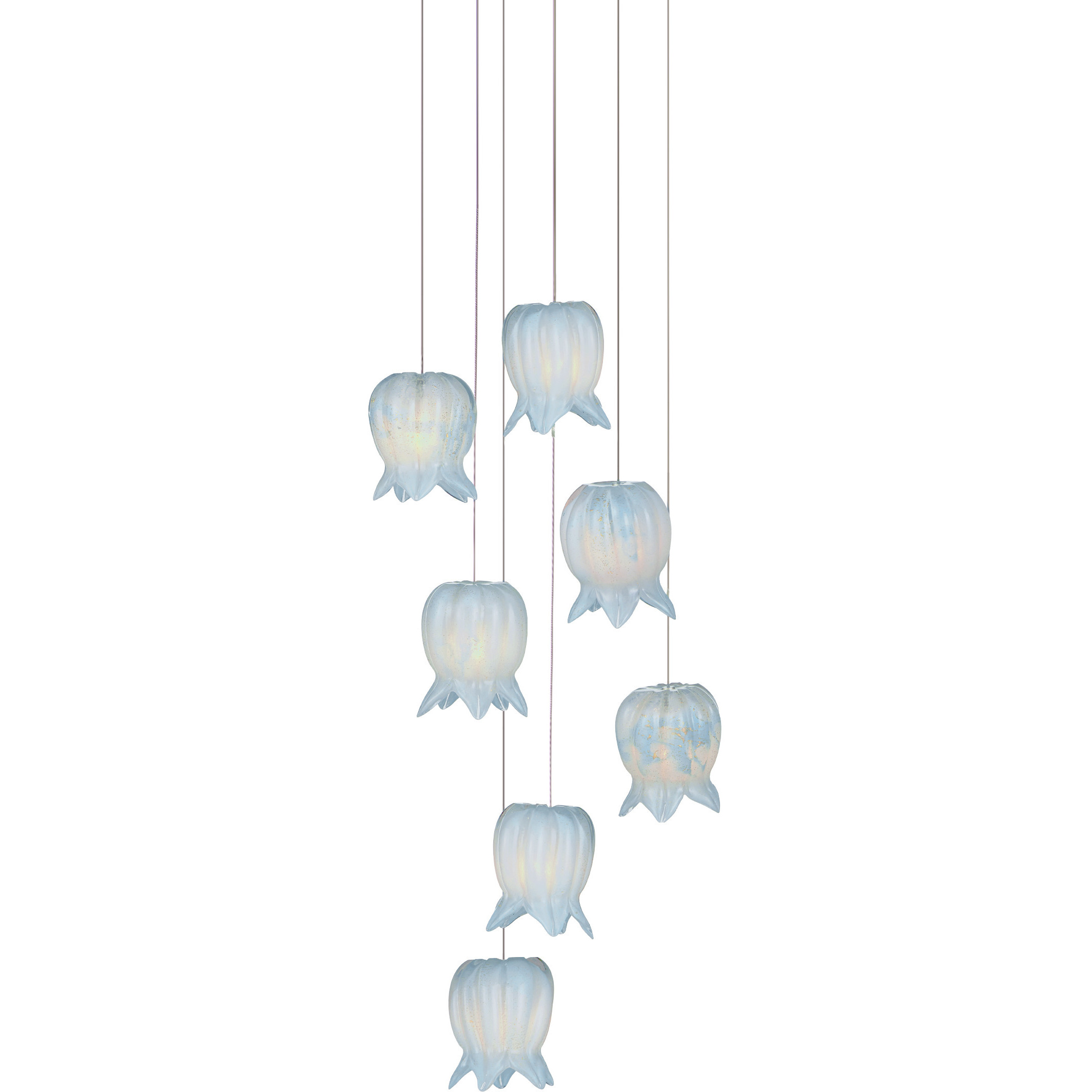 Polpo 7 Light 13 inch Silver Multi-Drop Pendant Ceiling Light