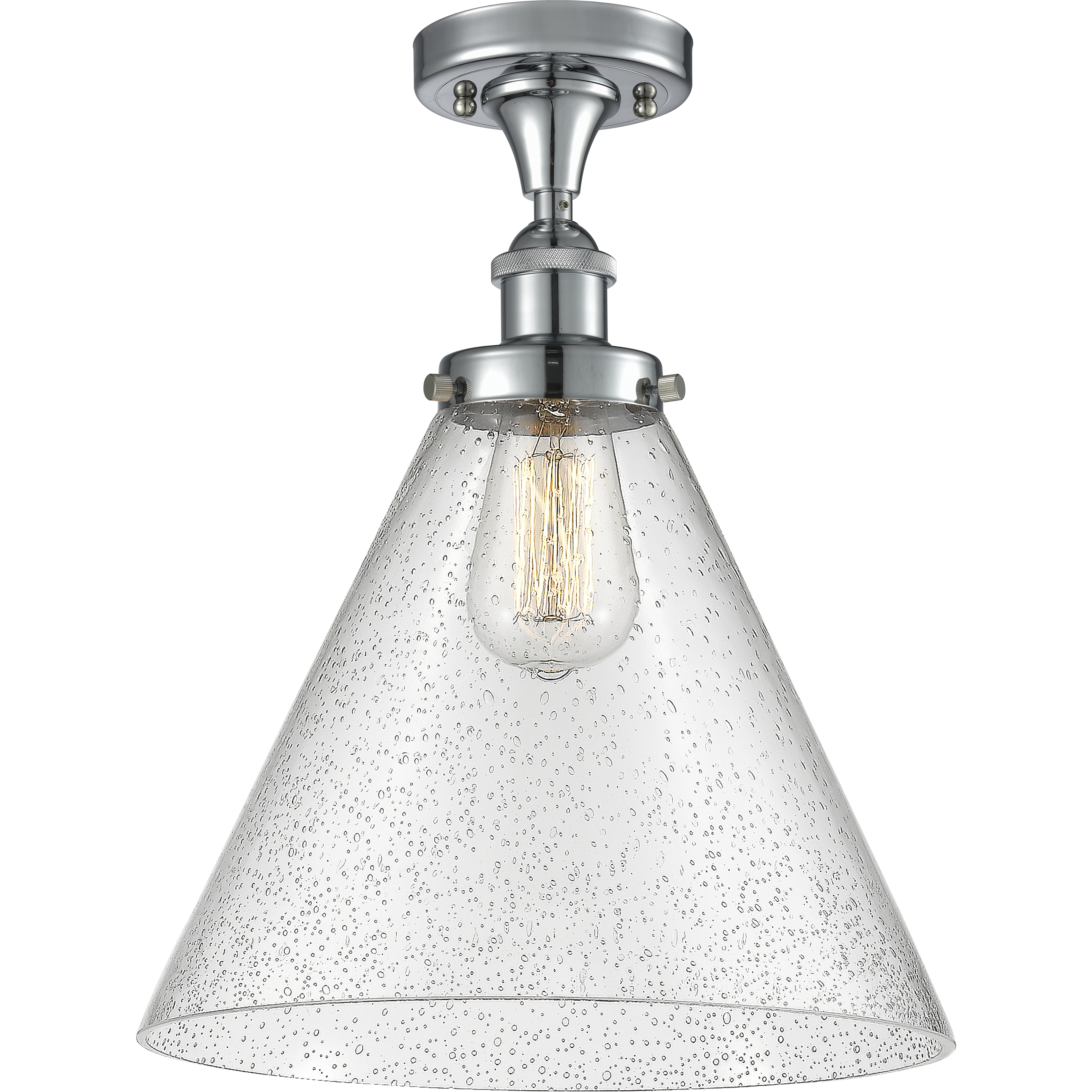 Ballston X-Large Cone 1 Light 8 inch Polished Chrome Semi-Flush Mount Ceiling Light in Seedy Glass
