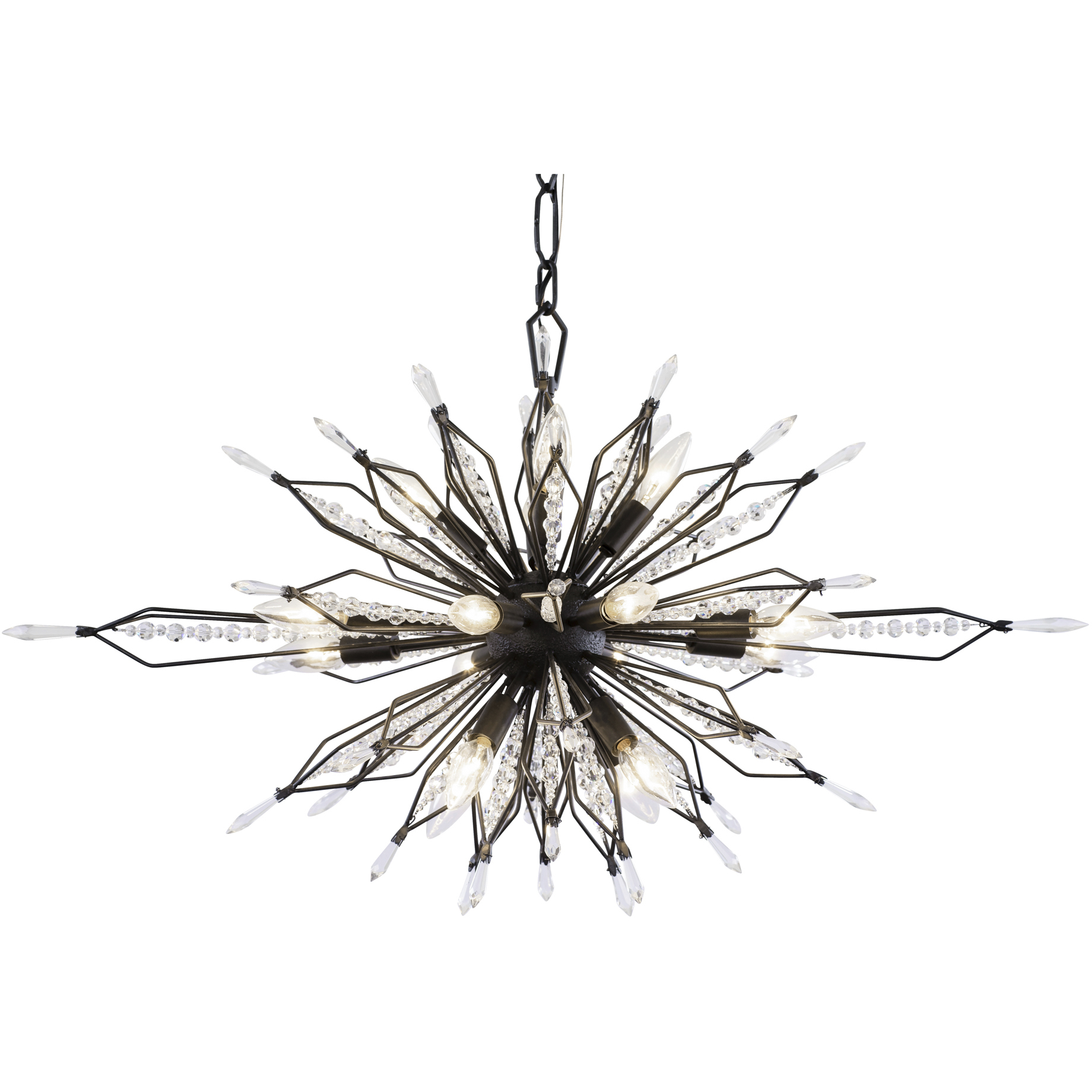 Orbital 16 Light 36 inch Carbon Linear Pendant Ceiling Light