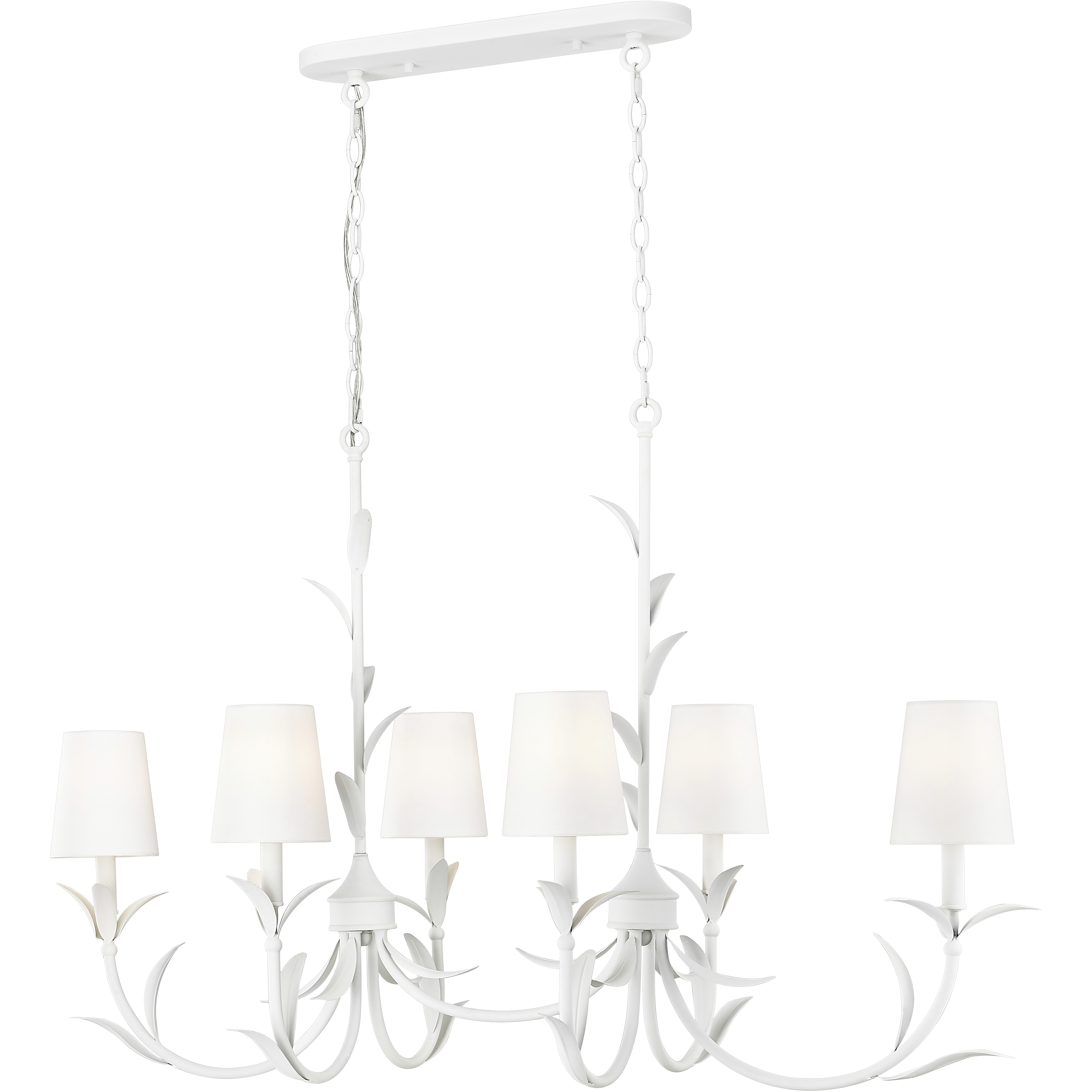 Aslin 6 Light 44 inch Textured White Linear Chandelier Ceiling Light