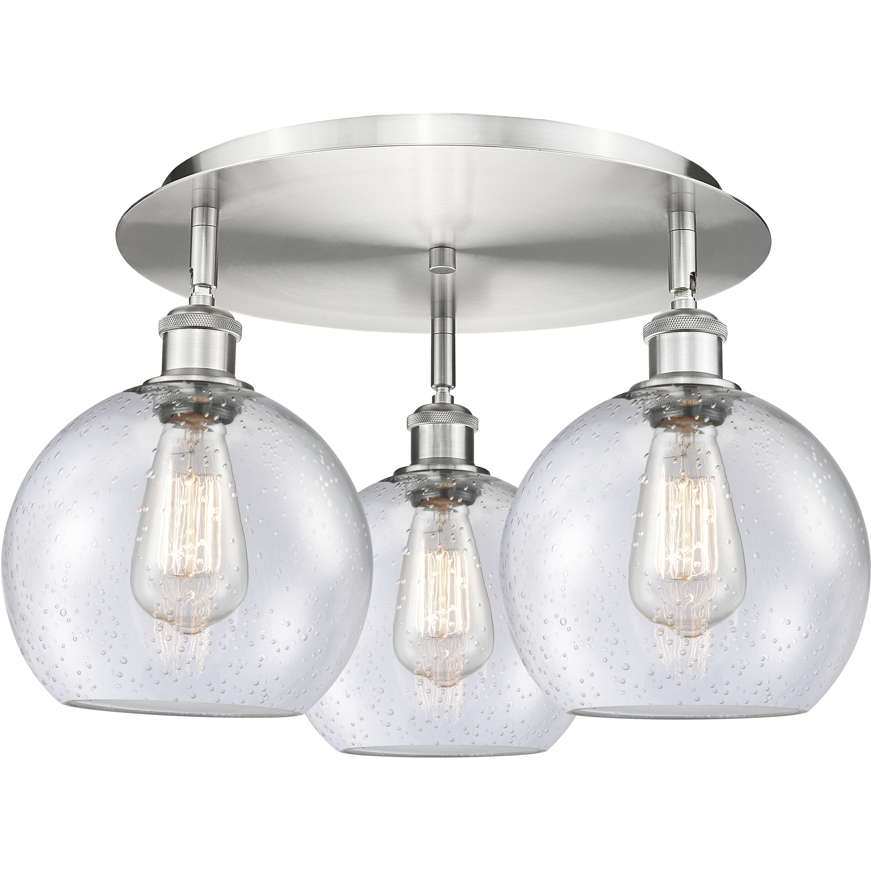 Athens 3 Light 19.75 inch Satin Nickel Flush Mount Ceiling Light in Seedy