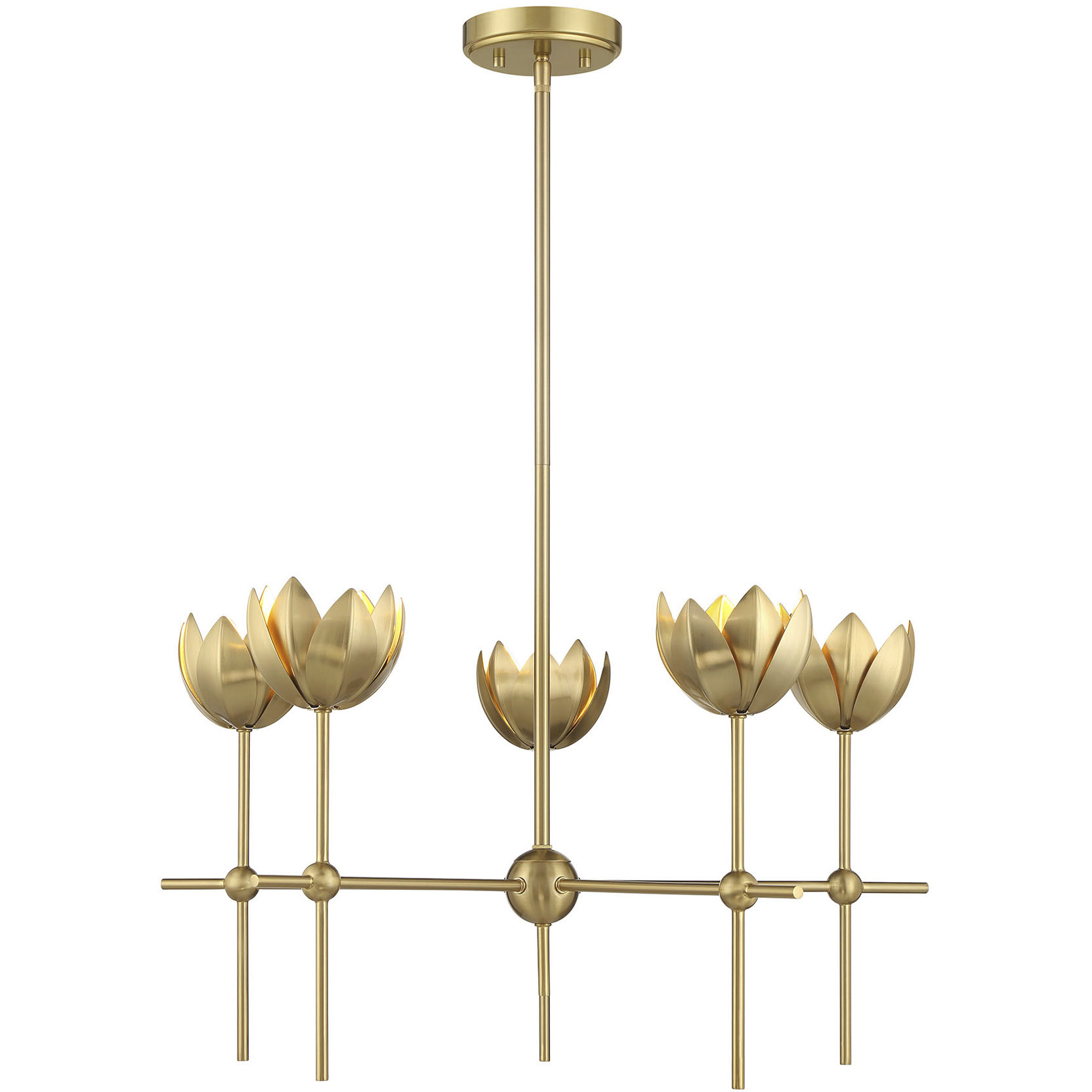 Bohemian LED 26 inch Natural Brass Chandelier Ceiling Light