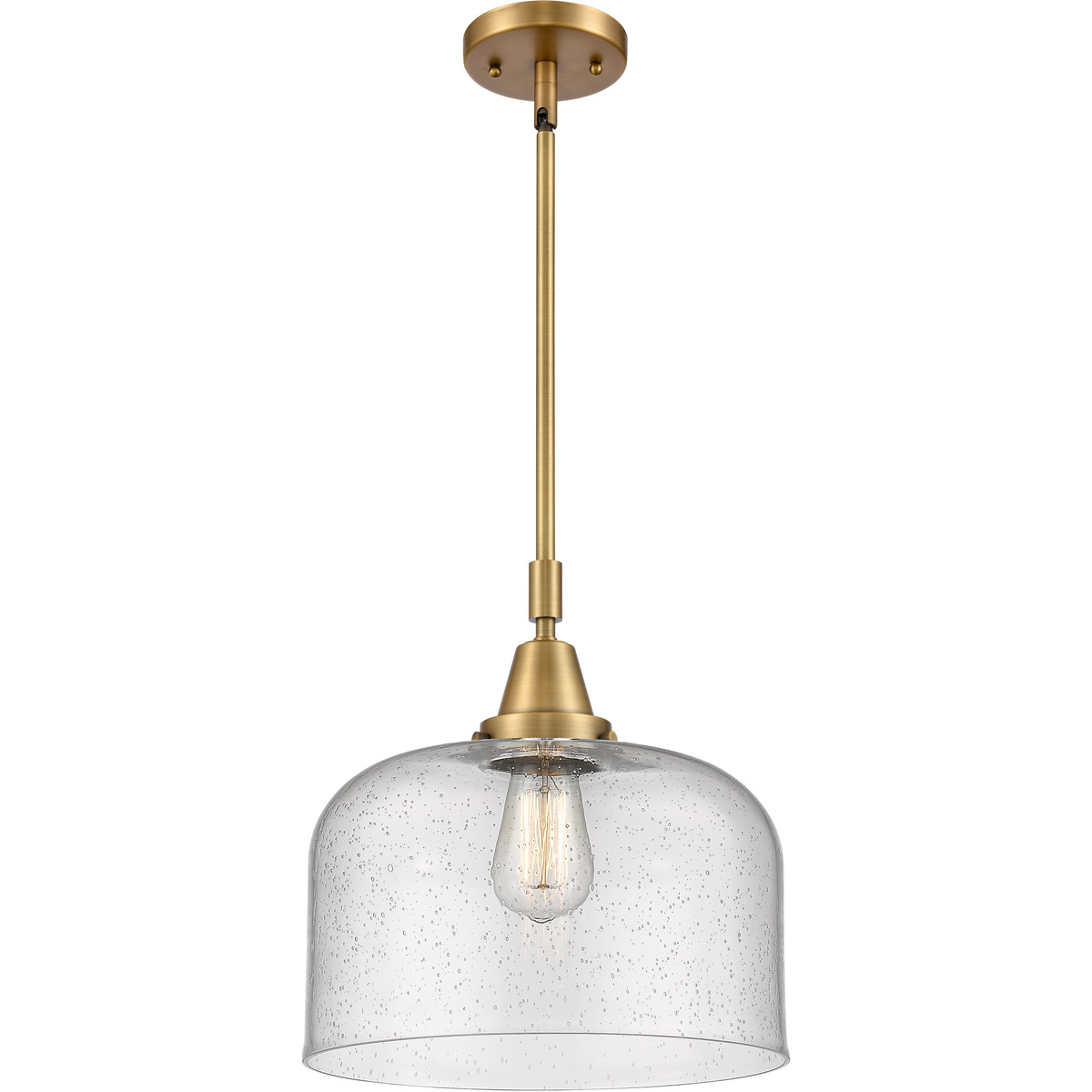 Franklin Restoration X-Large Bell 1 Light 12 inch Brushed Brass Mini Pendant Ceiling Light in Seedy Glass