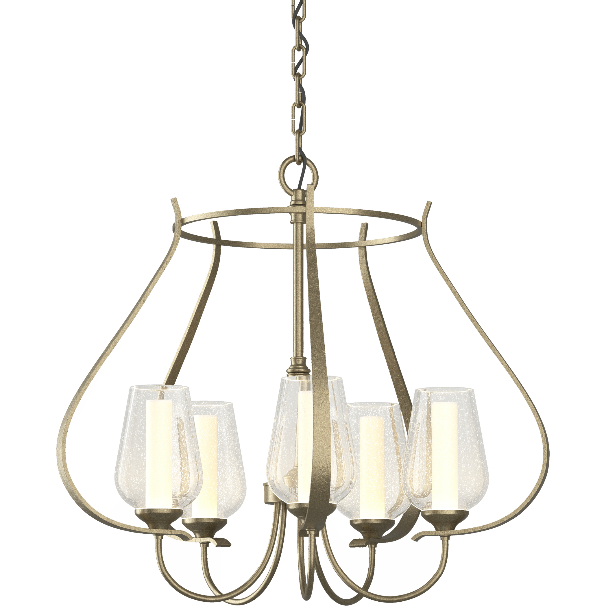 Flora 5 Light 22.2 inch Soft Gold Chandelier Ceiling Light in Seeded with Opal