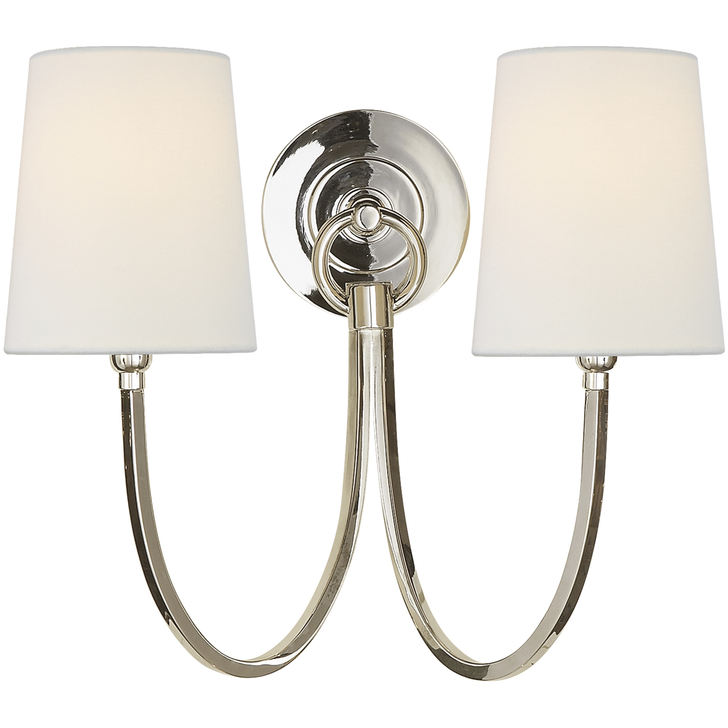 Visual Comfort Signature Collection TOB2126PN L Thomas O Brien Reed 2 Light 15 inch Polished Nickel Double Sconce Wall Light in Linen