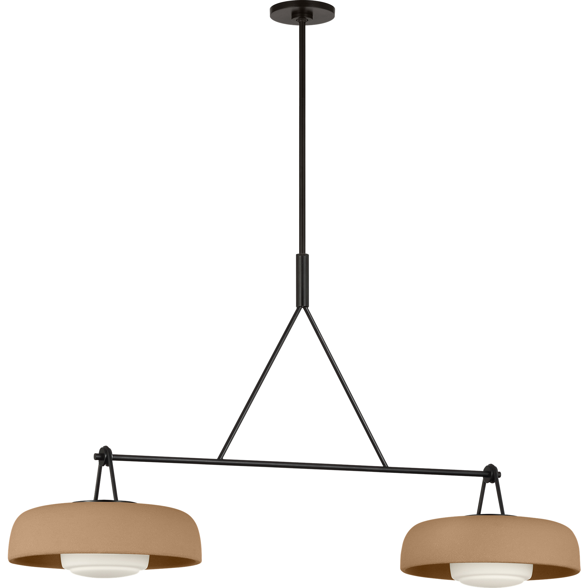 Richard June Liora 2 Light 47 inch Aged Iron Chandelier Ceiling Light in LED, Toast Stoneware