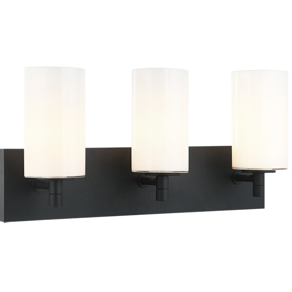 Candela 3 Light 20.88 inch Matte Black Wall Sconce Wall Light in Matte Black and Opal Glass