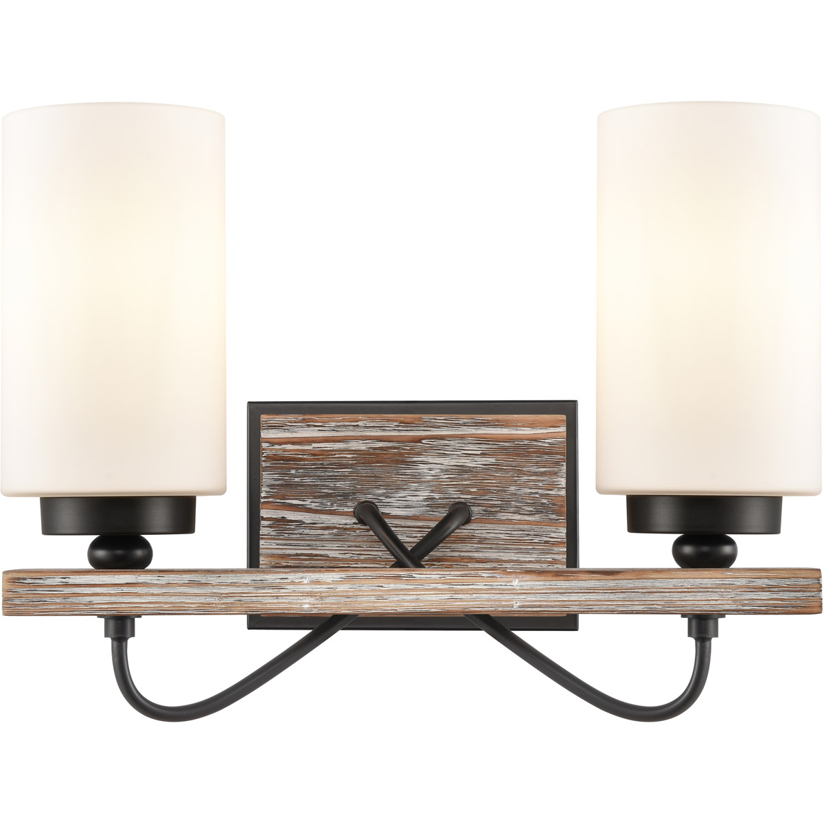 Paladin LED 14.13 inch Matte Black Bath Vanity Light Wall Light in White Glass