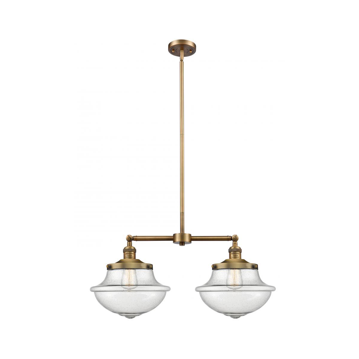 Franklin Restoration Large Oxford LED 25 inch Brushed Brass Chandelier Ceiling Light in Seedy Glass, Franklin Restoration
