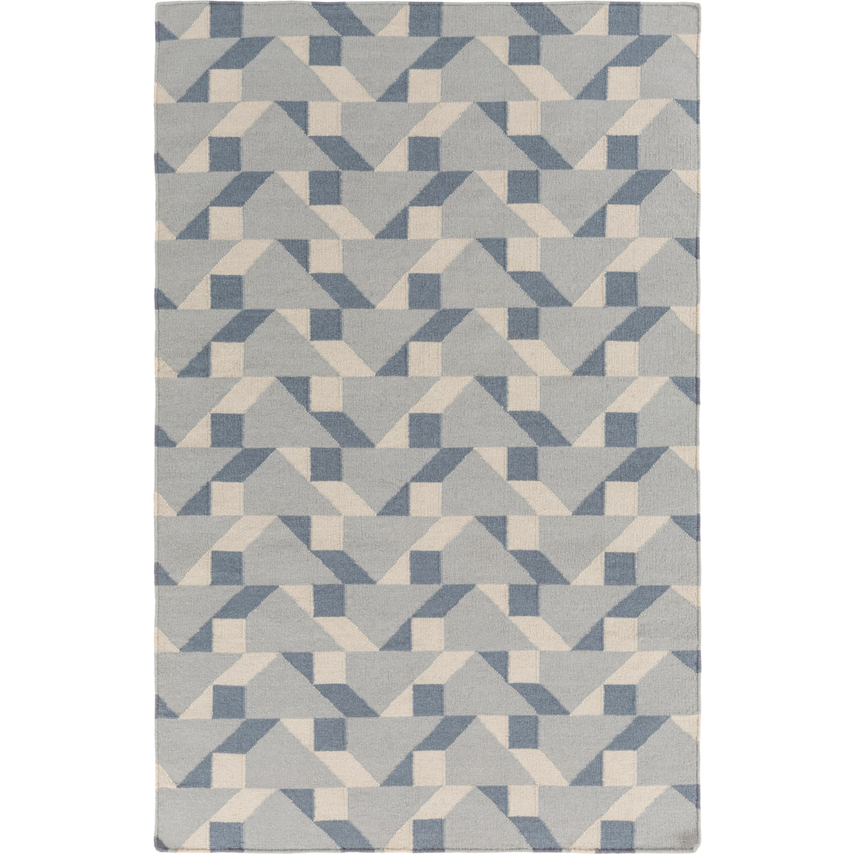 Rivington 36 X 24 inch Gray and Blue Area Rug, Wool and Cotton