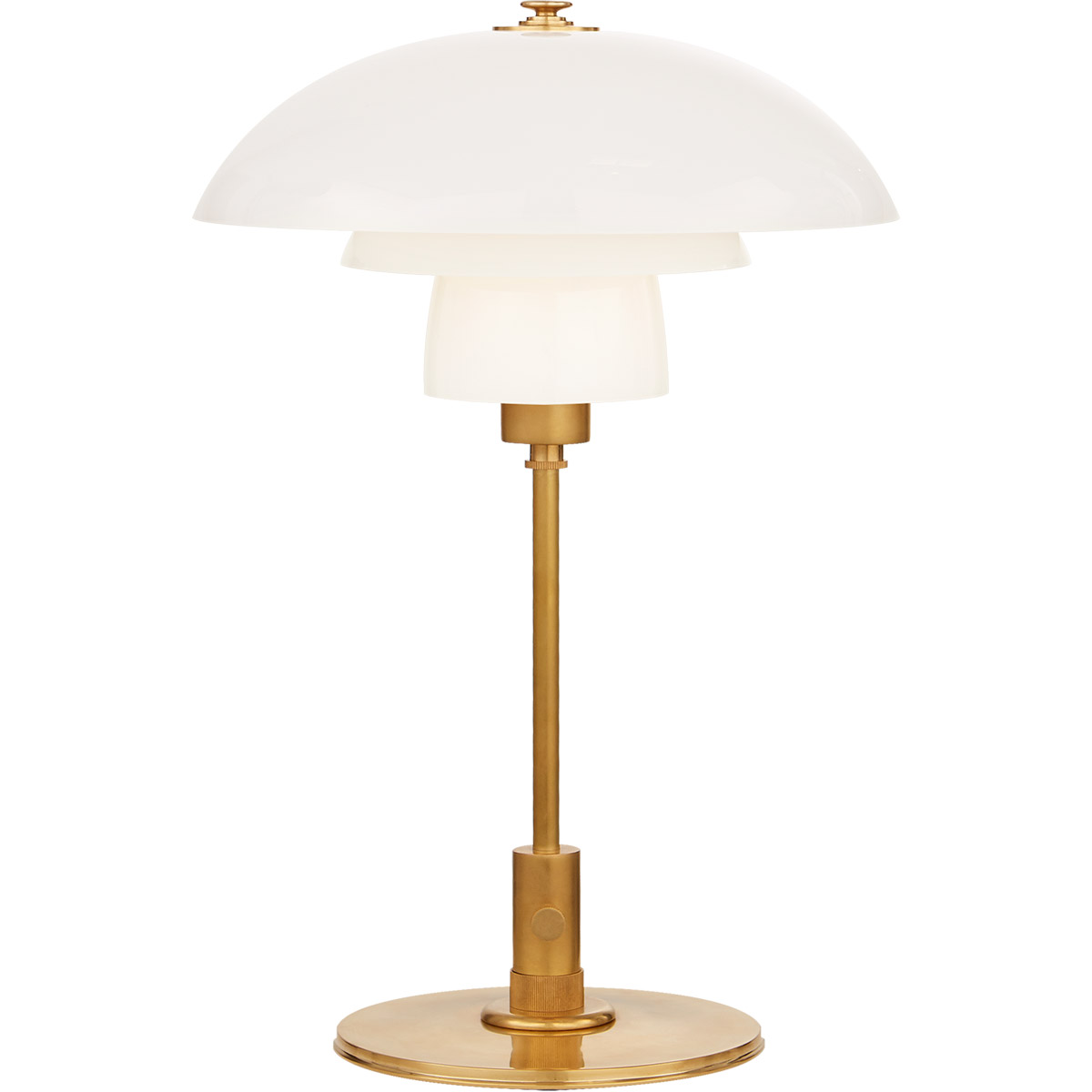 Thomas O'Brien Whitman 19 inch 60 watt Hand-Rubbed Antique Brass Desk Lamp Portable Light in White Glass