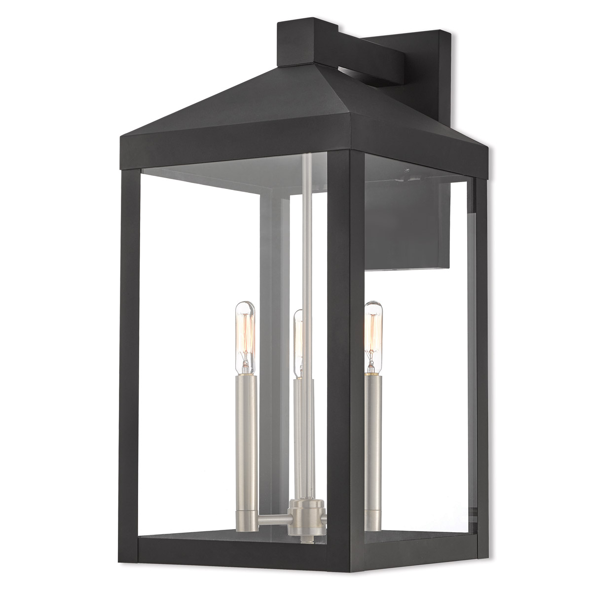 Nyack 3 Light 21.75 inch Black Outdoor Wall Lantern