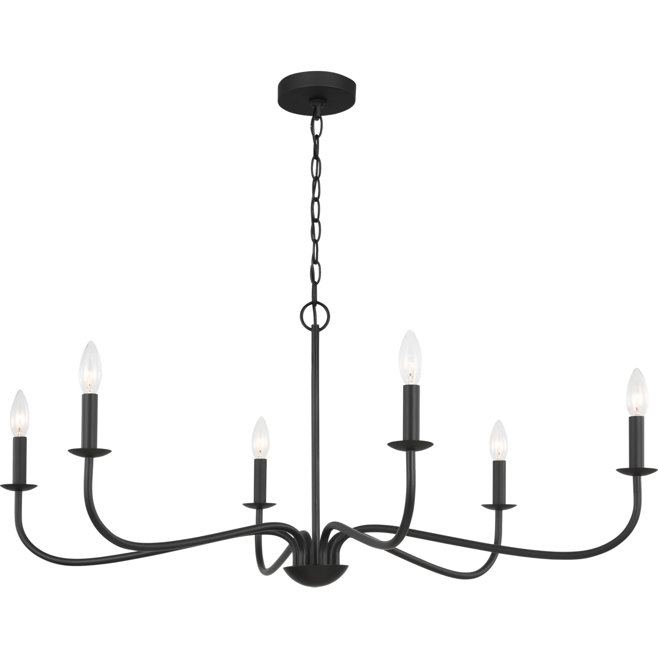 Abells 6 Light 40.13 inch Midnight Black Chandelier Ceiling Light