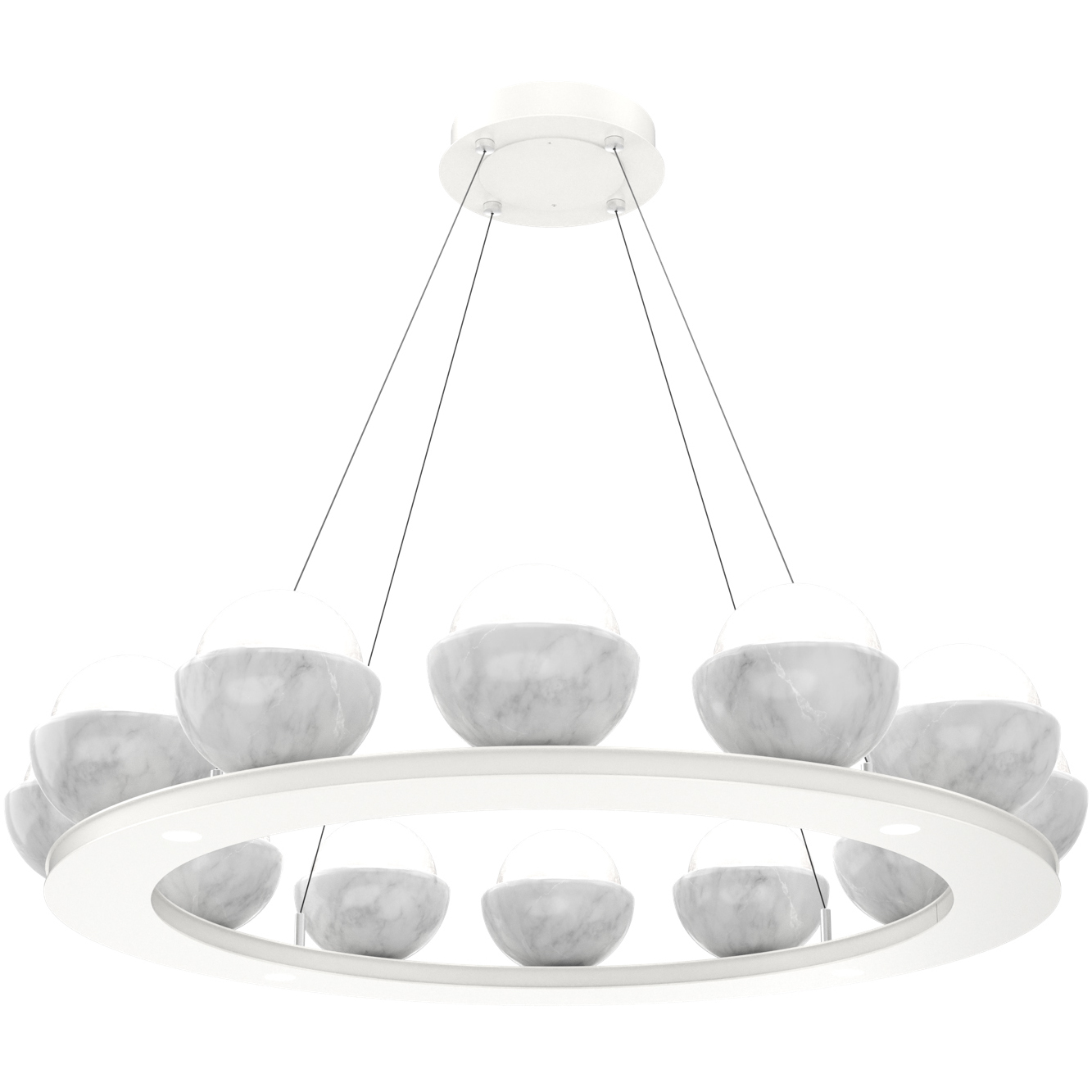 Cabochon LED 36.7 inch Salt White with White Marble Chandelier Ceiling Light in White Linen, 2700K LED, Medium