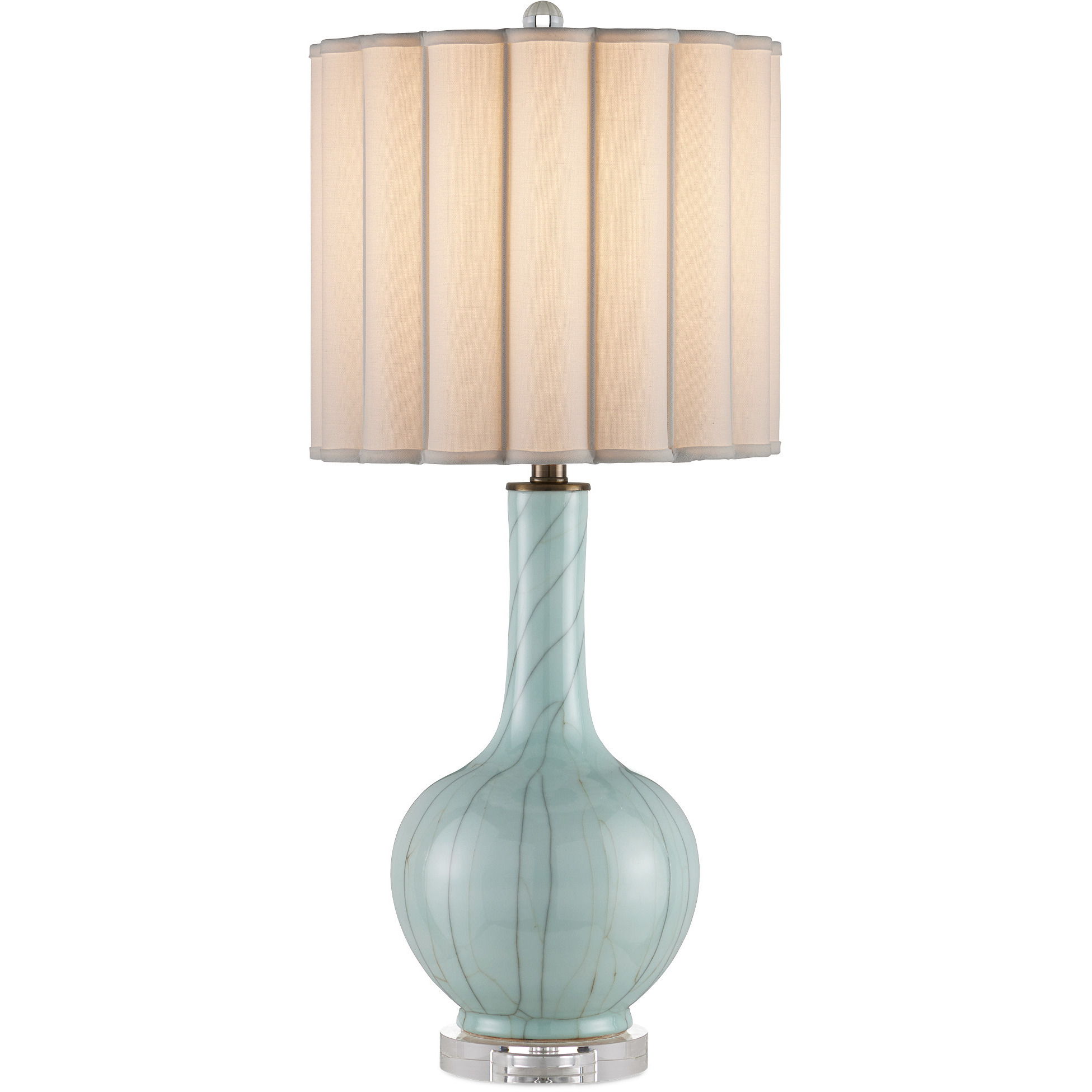 Celadon 29.75 inch 150 watt Celadon Crackle and Clear and Antique Brass Table Lamp Portable Light