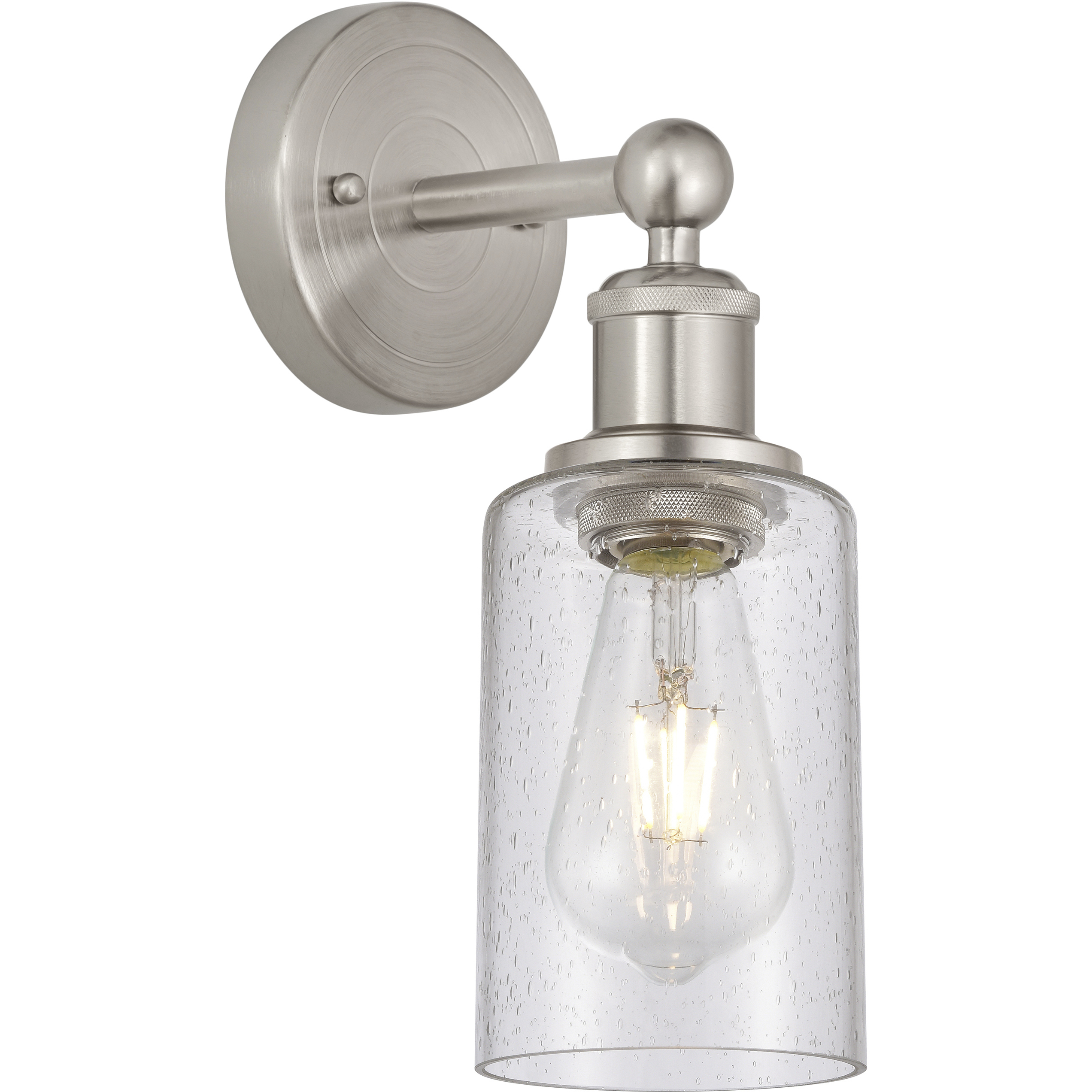 Clymer 1 Light 3.88 inch Brushed Satin Nickel Sconce Wall Light in Seedy Glass