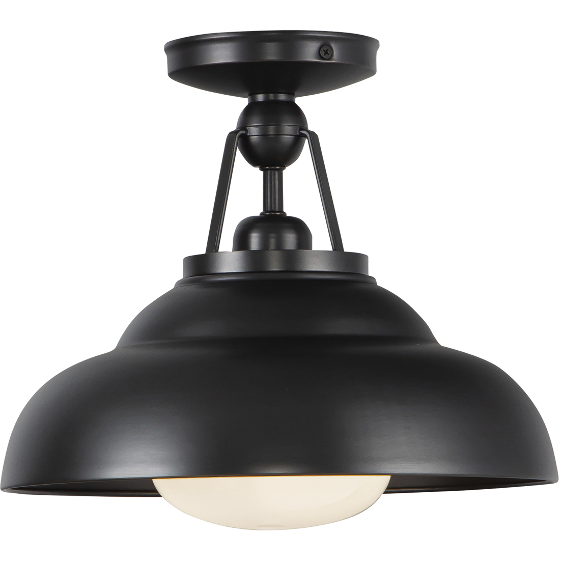 Palmetto 1 Light 12 inch Urban Bronze/Glossy Opal Semi-Flush Mount Ceiling Light