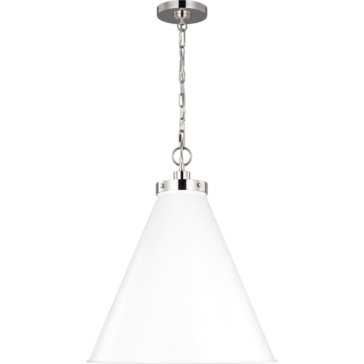 C&M by Chapman & Myers Wellfleet 1 Light 19.5 inch Matte White and Polished Nickel Pendant Ceiling Light in Matte White / Polished Nickel