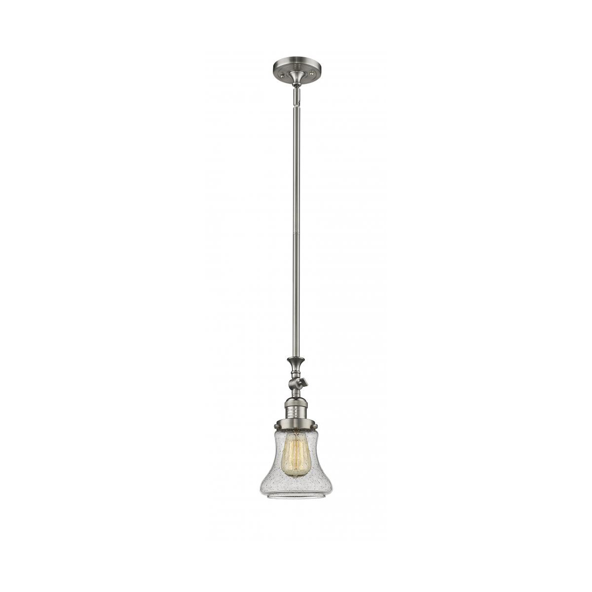 Franklin Restoration Bellmont LED 7 inch Brushed Satin Nickel Mini Pendant Ceiling Light in Seedy Glass, Franklin Restoration