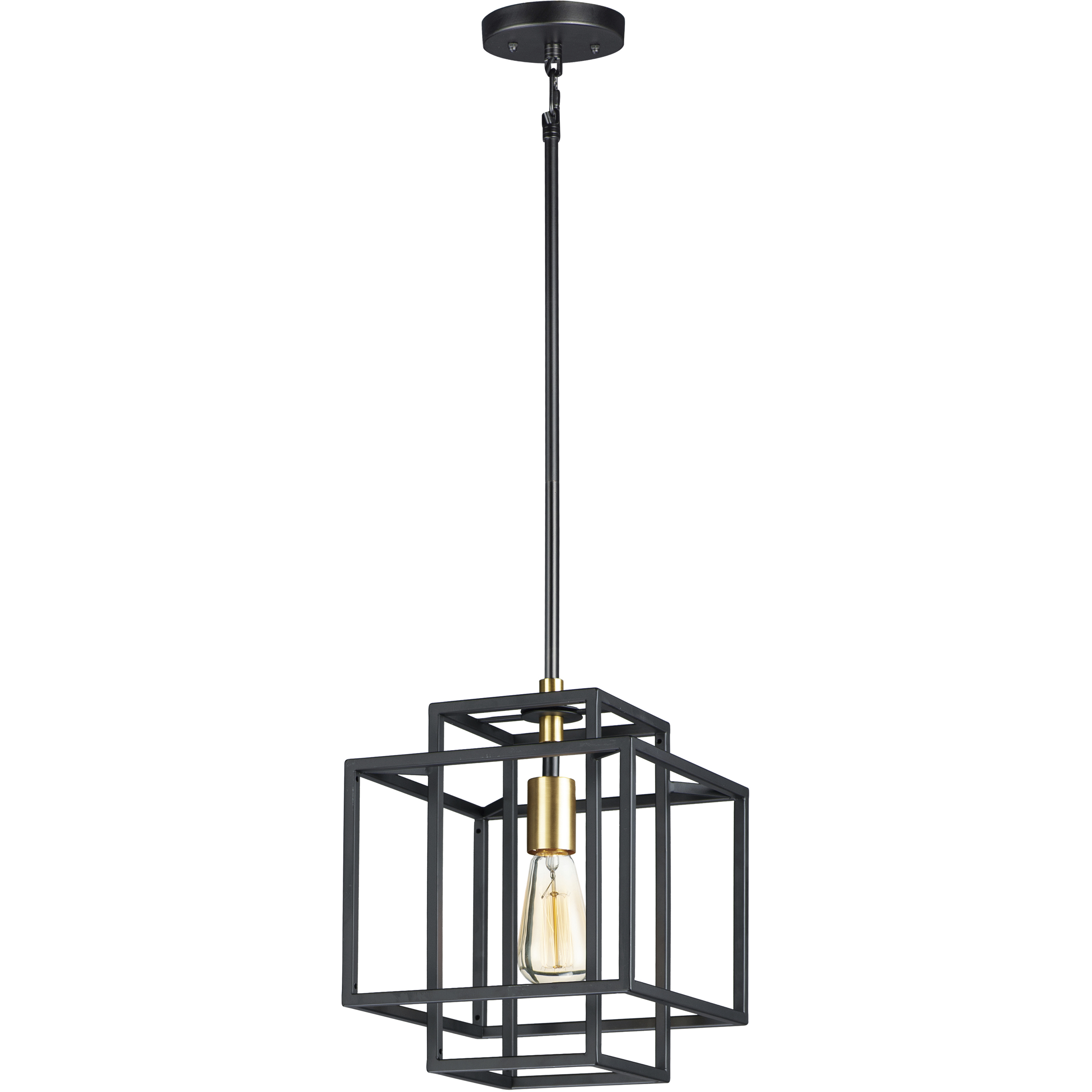 Liner 1 Light 9.75 inch Black and Satin Brass Single Pendant Ceiling Light